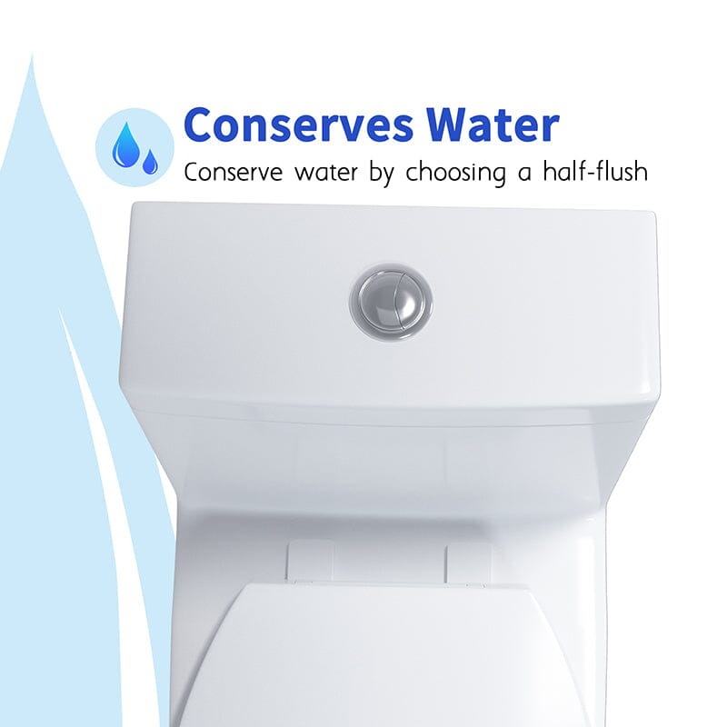 Giving Tree Powerful & Quiet Dual Flush Modern One Piece Toilet with Soft Closing Seat