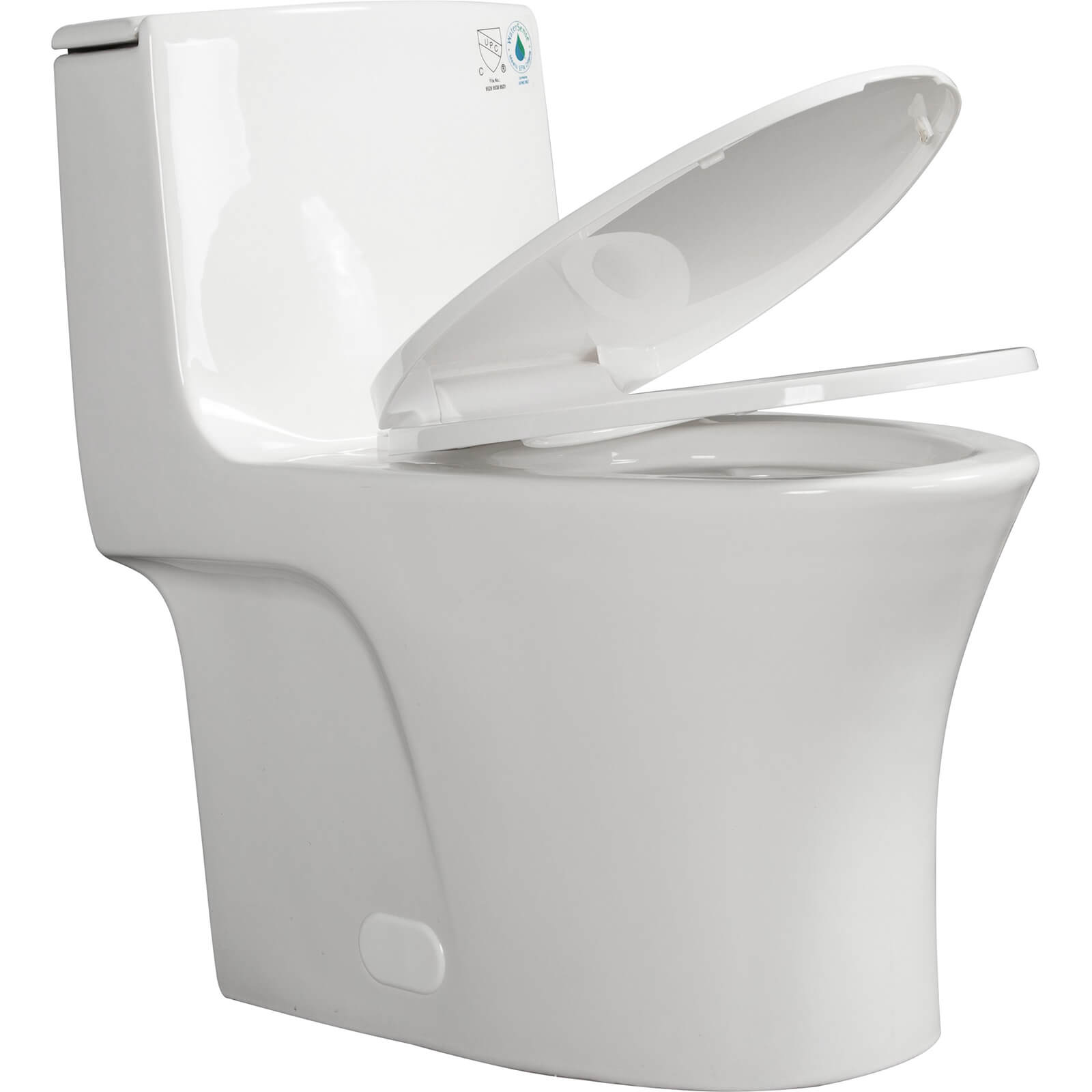 ADA height one piece dual flush ceramic toilet in modern bathroom