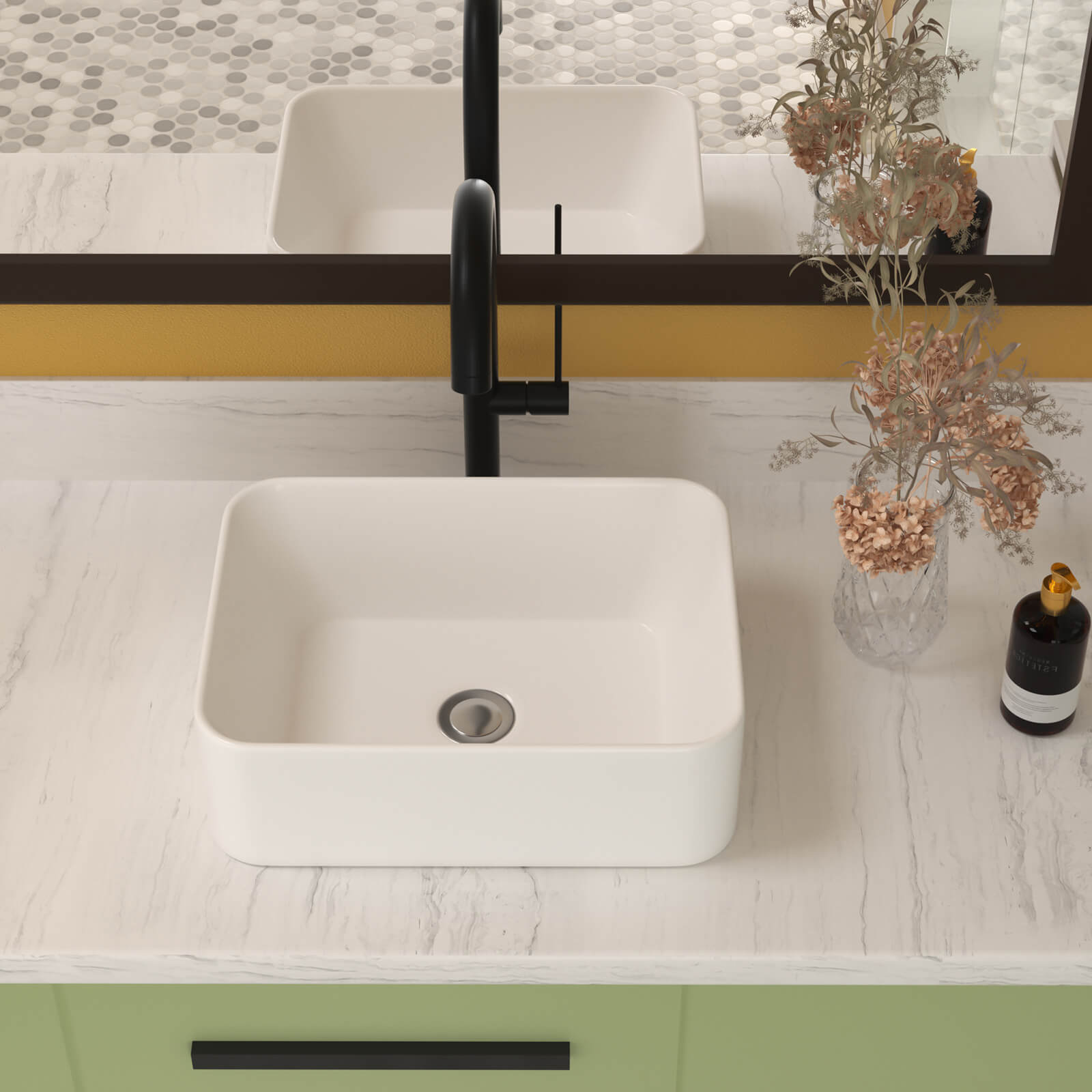Above counter white ceramic bathroom sink for modern vanities