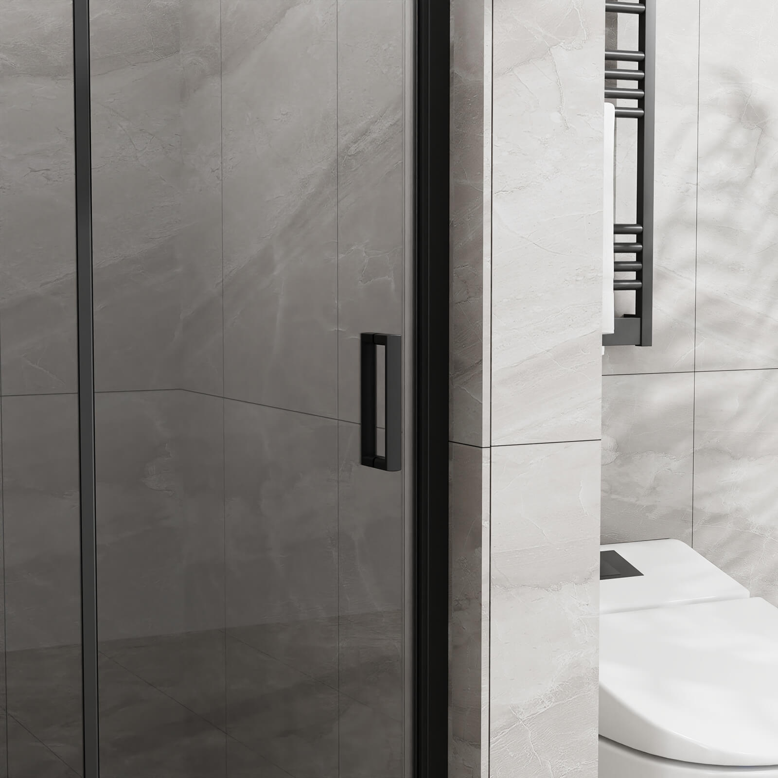 Adjustable 34 in x 72 in black bi fold shower door with water resistant seals
