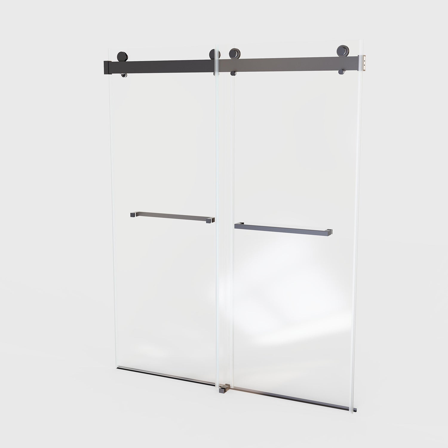 Adjustable matte black shower door for 68_72 inch openings