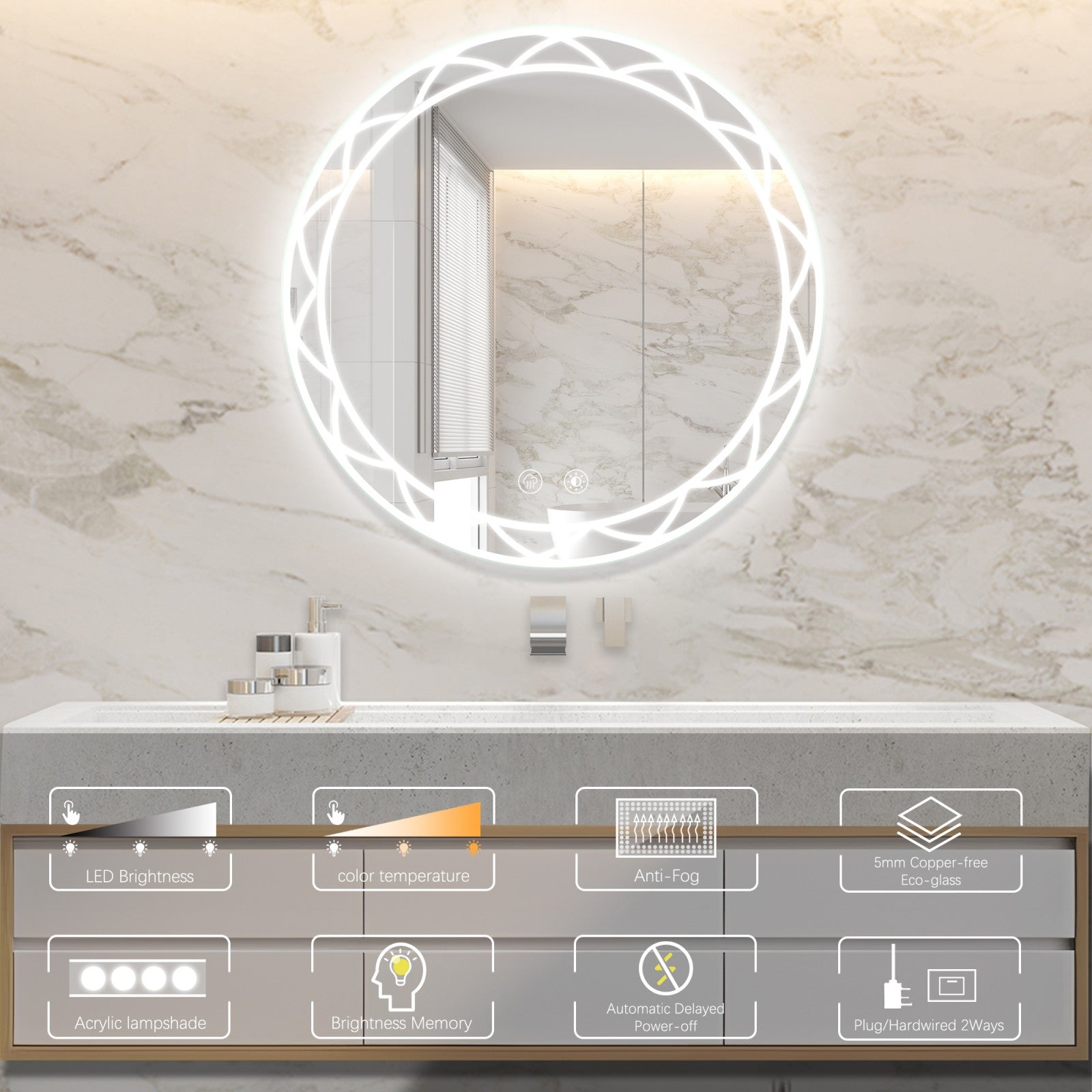 Adjustable Color Temperature LED Mirror