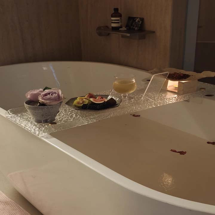 Acrylic Expandable Bathtub Tray Caddy with Phone Holder