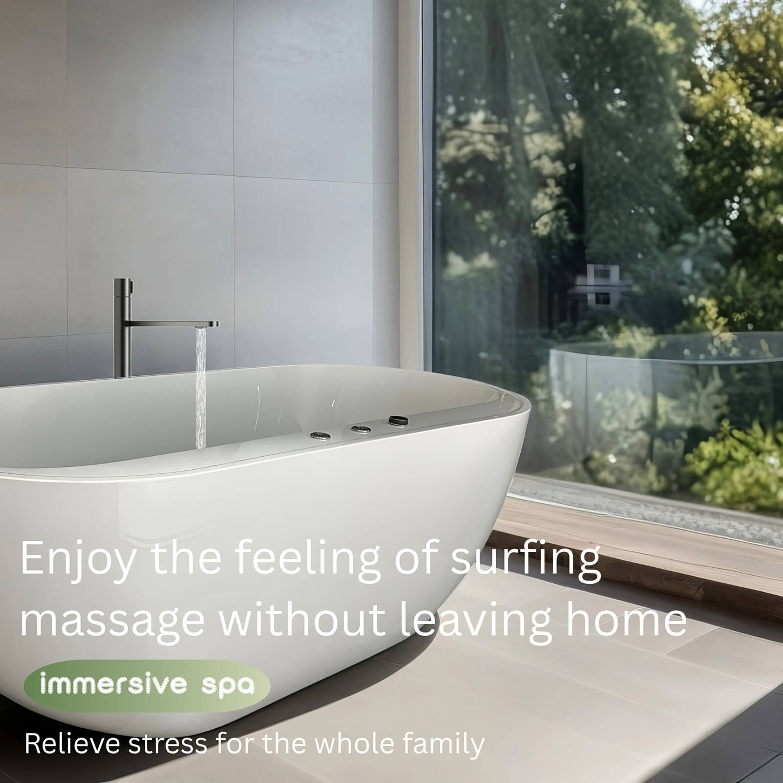 Air and water jet freestanding tub with ergonomic interior