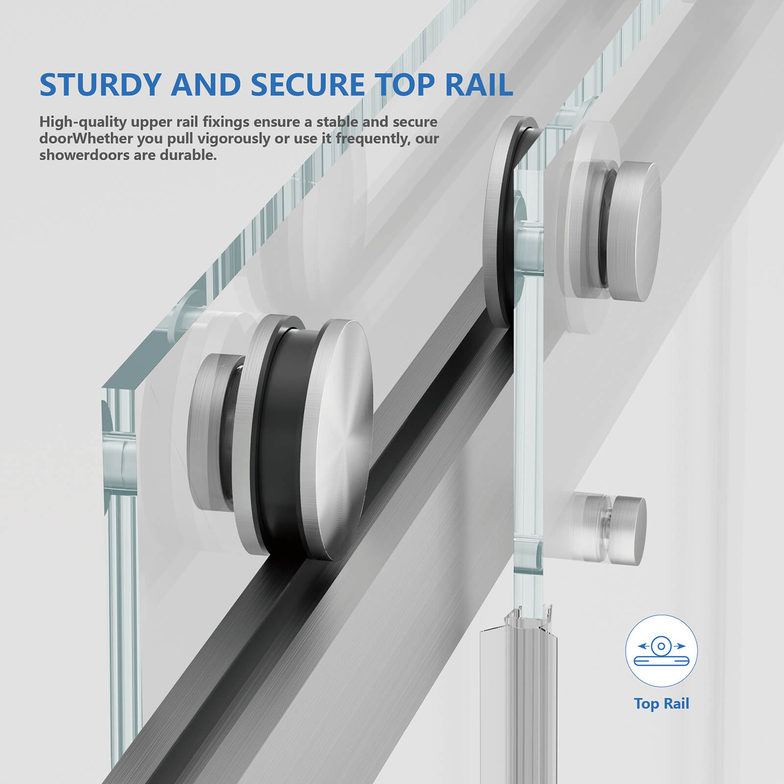 Anti rust stainless steel parts on bypass shower door