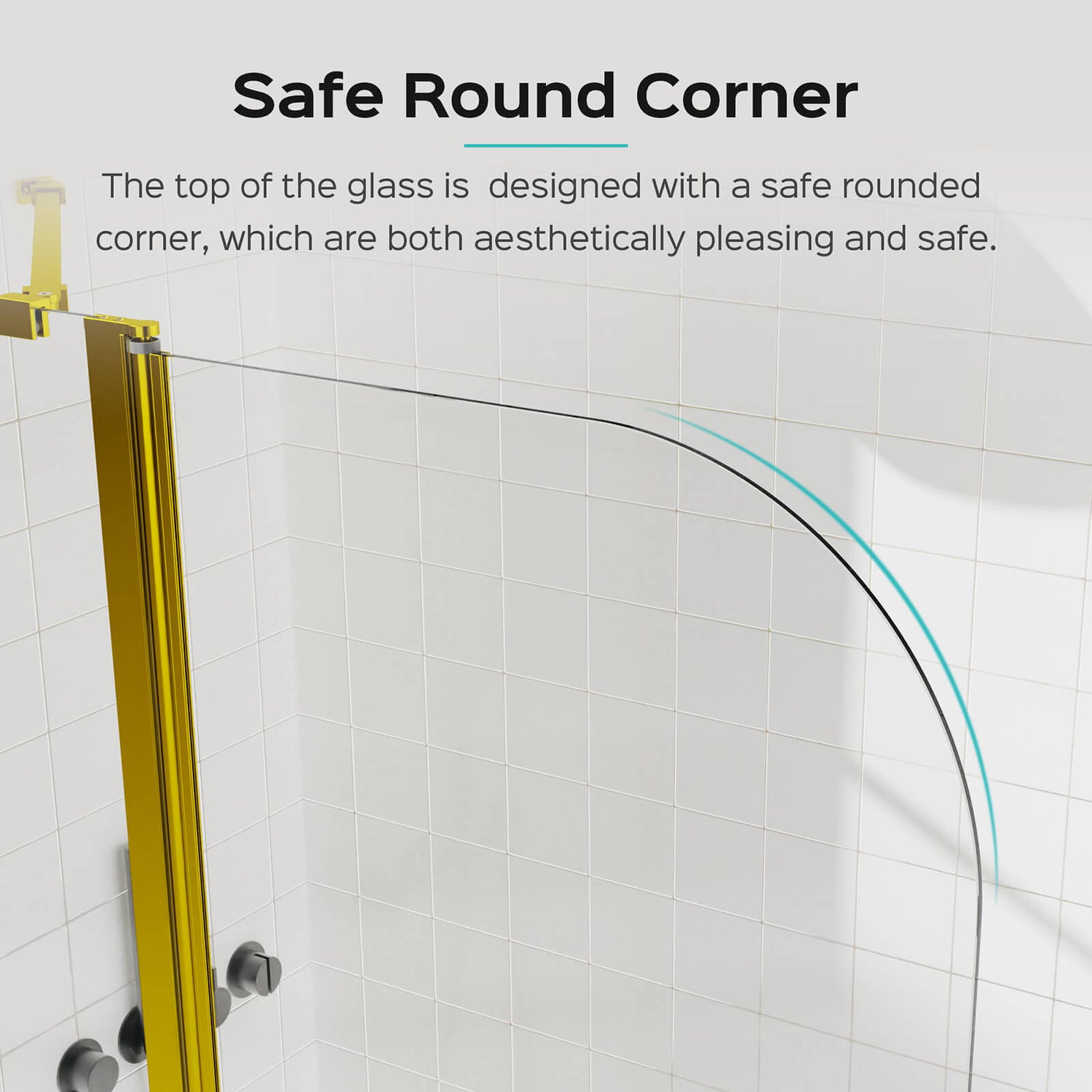 Artistic brushed gold frame clear glass bathtub door