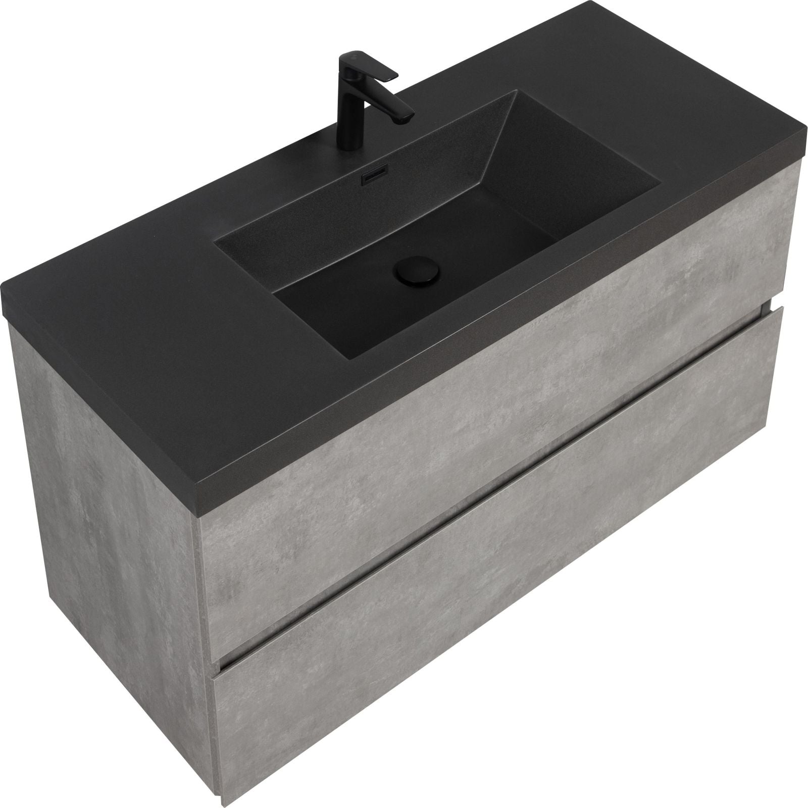 Ash Gray 48" Floating Vanity with Black Surface Sink