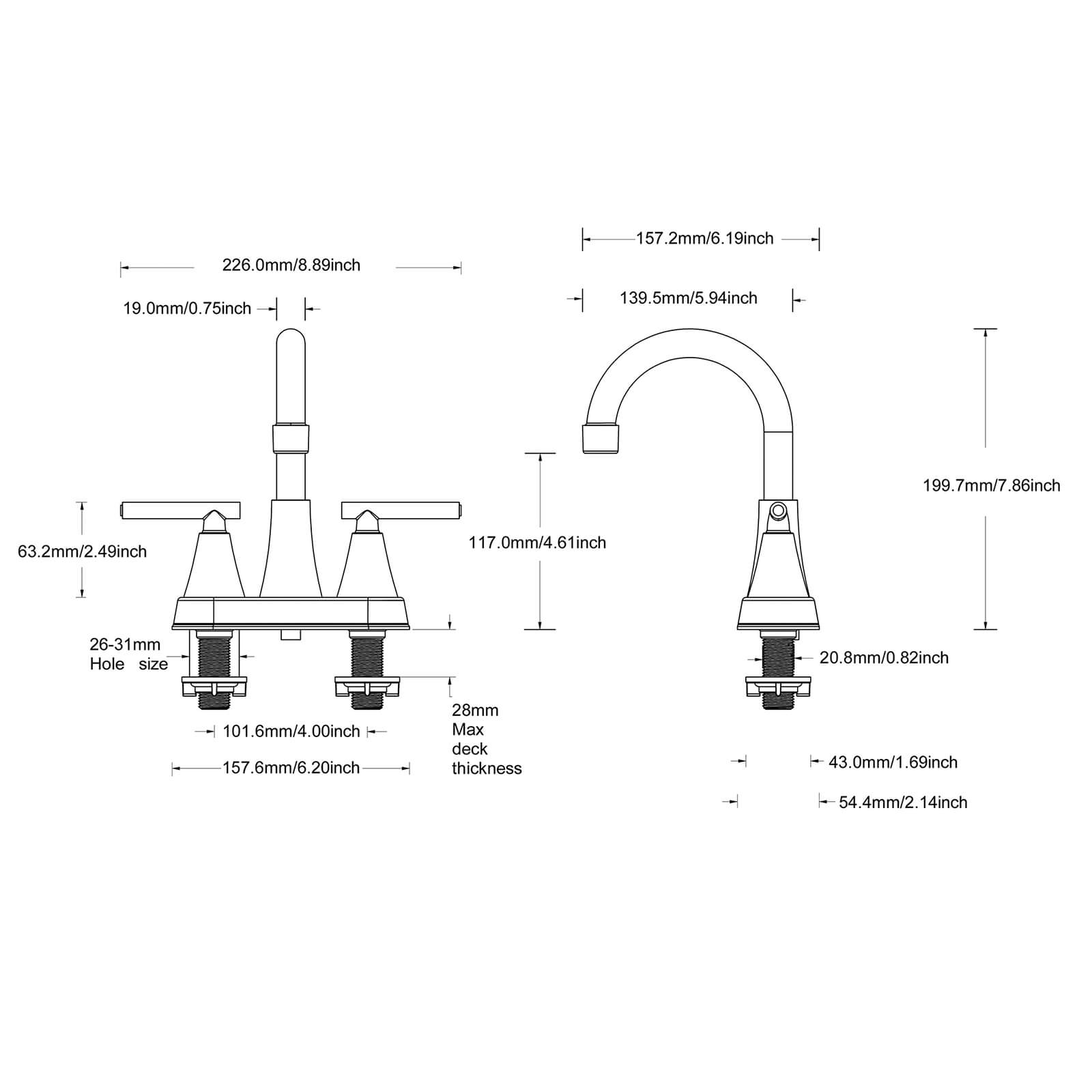 B2724GTP262886 Dimensions and Specifications Sketch