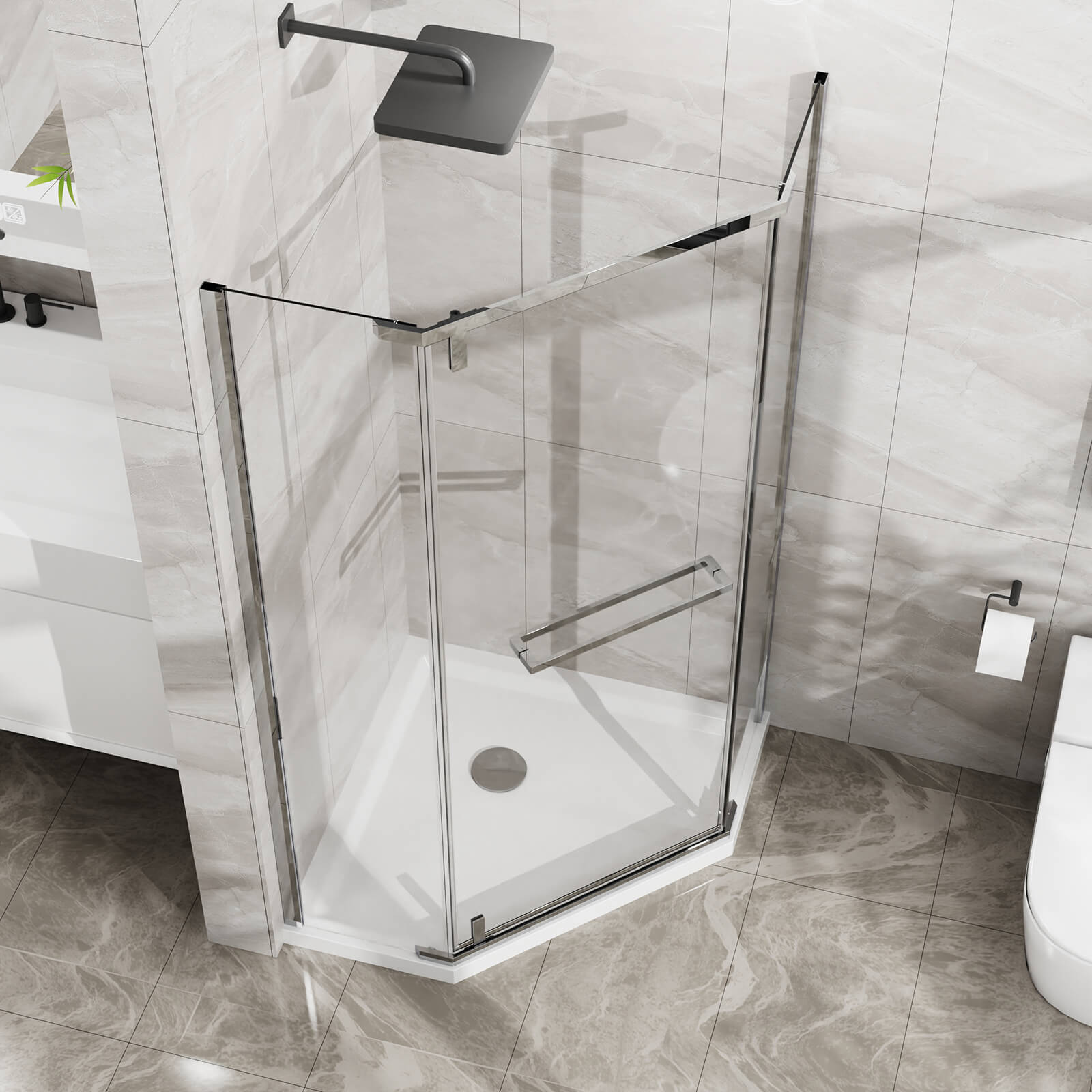 Bathroom corner shower enclosure with 6mm safety tempered glass