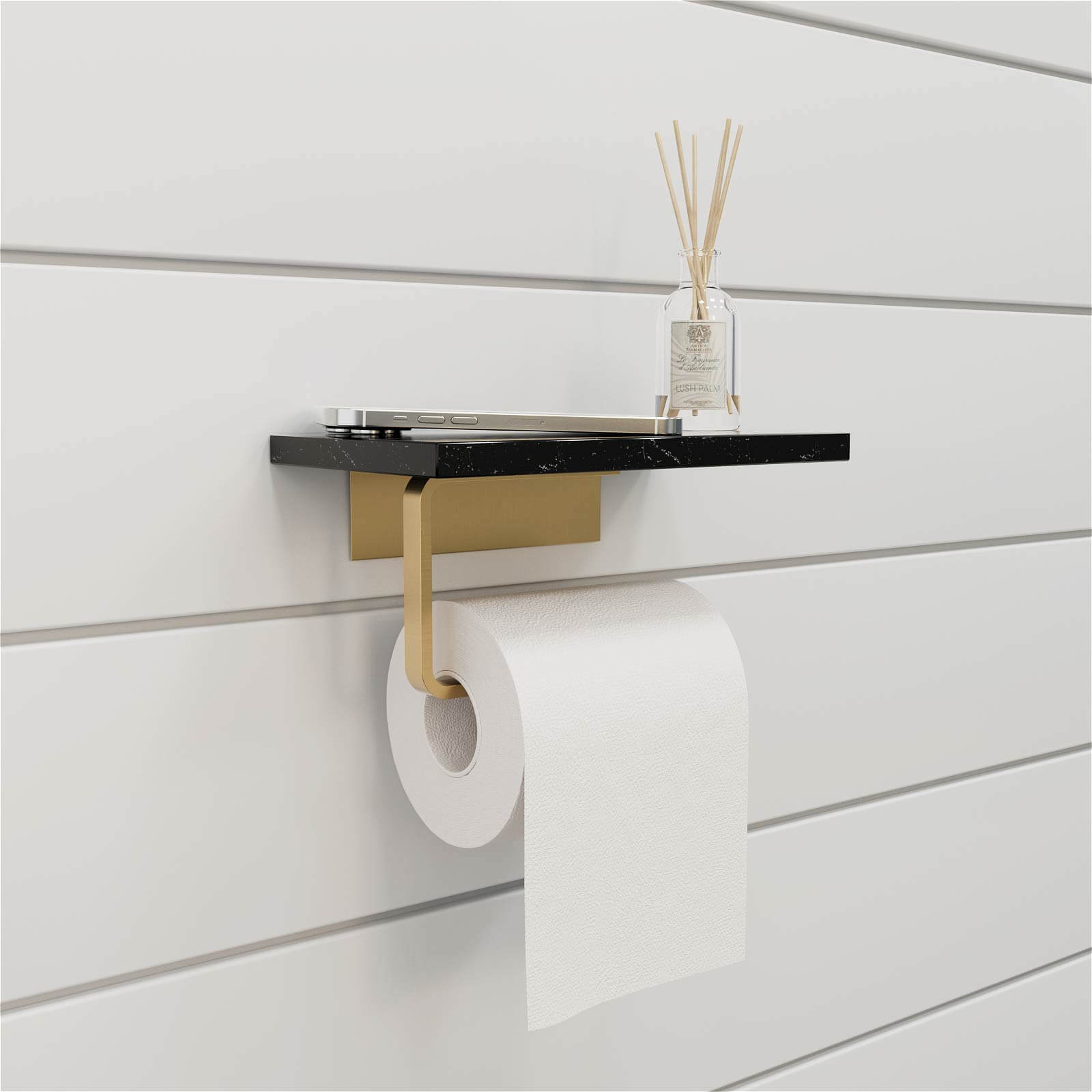 Bathroom toilet paper holder installed on wall