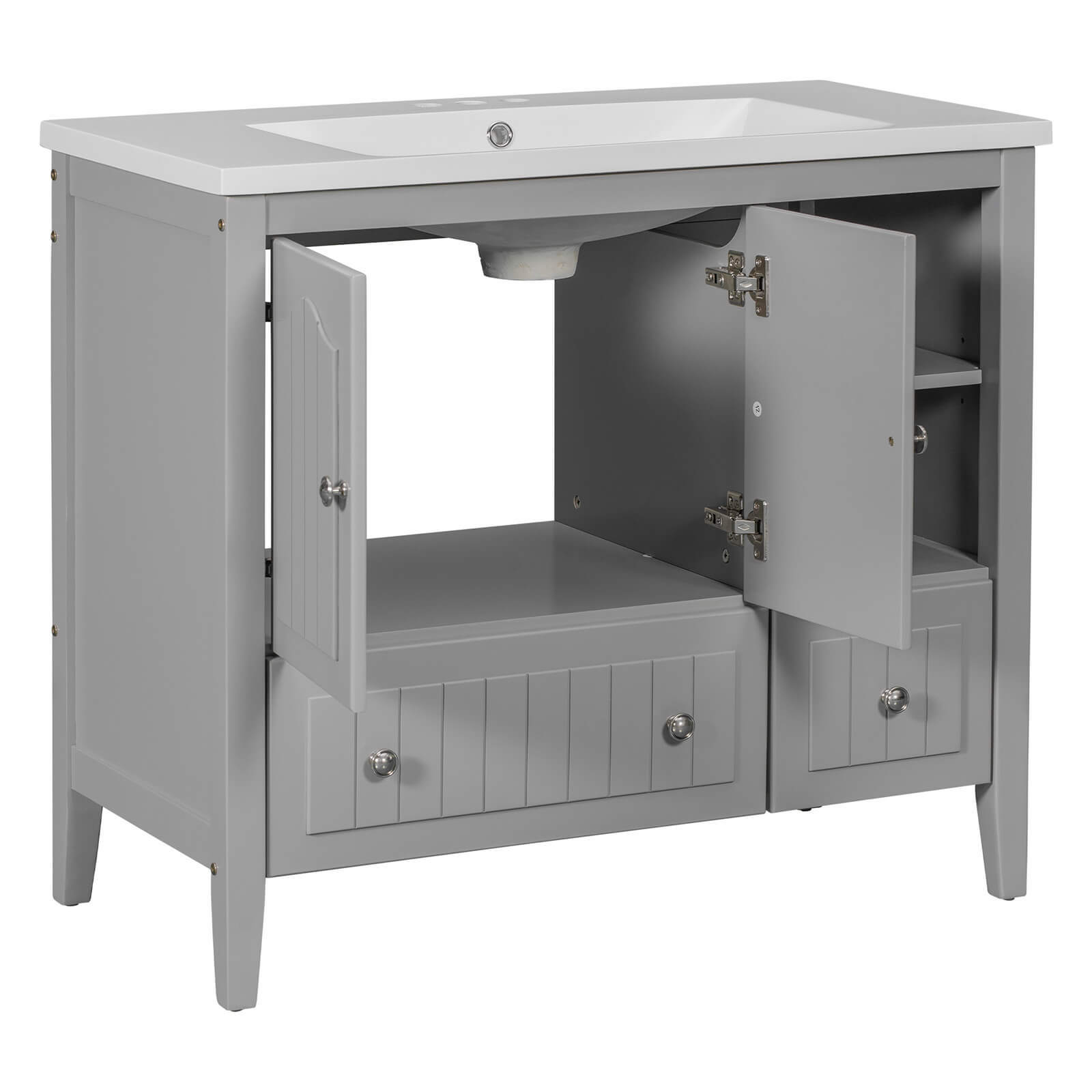 36" Gray Bathroom Vanity with Ceramic Sink