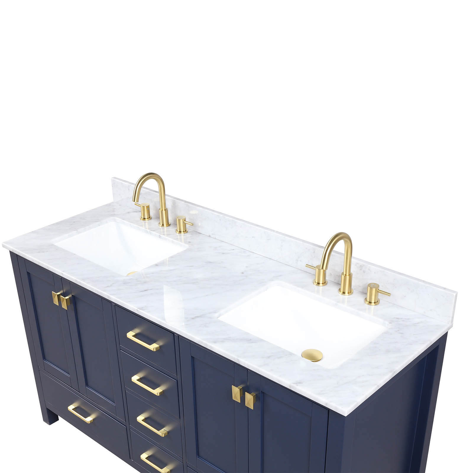 Blossom 60" Freestanding Double Sink Vanity with Drawers and Carrara Marble Countertop
