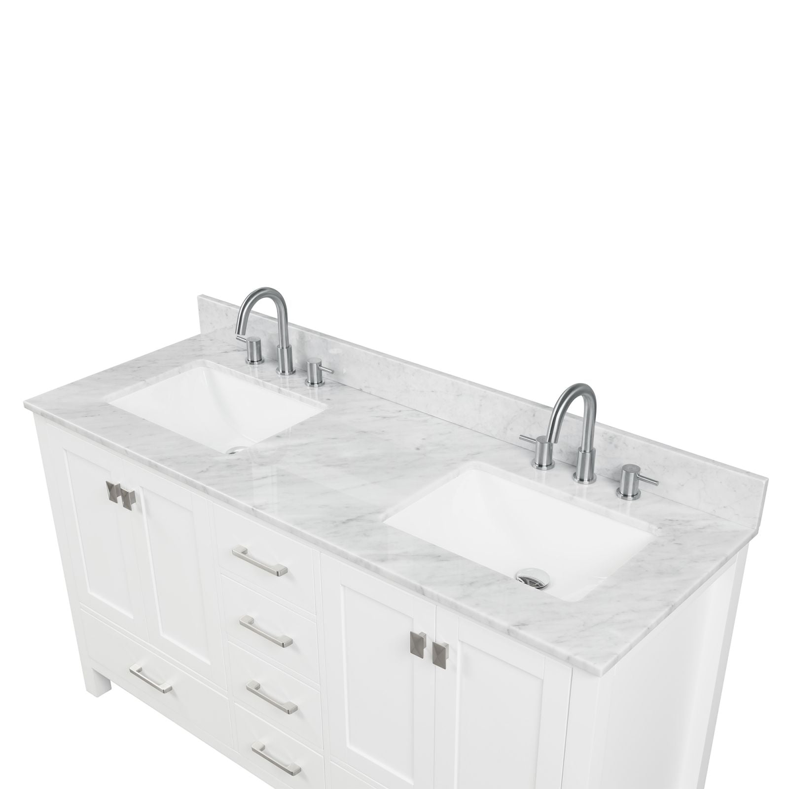 Bathroom Freestanding 60" Double Sink Vanity with Marble Countertop White