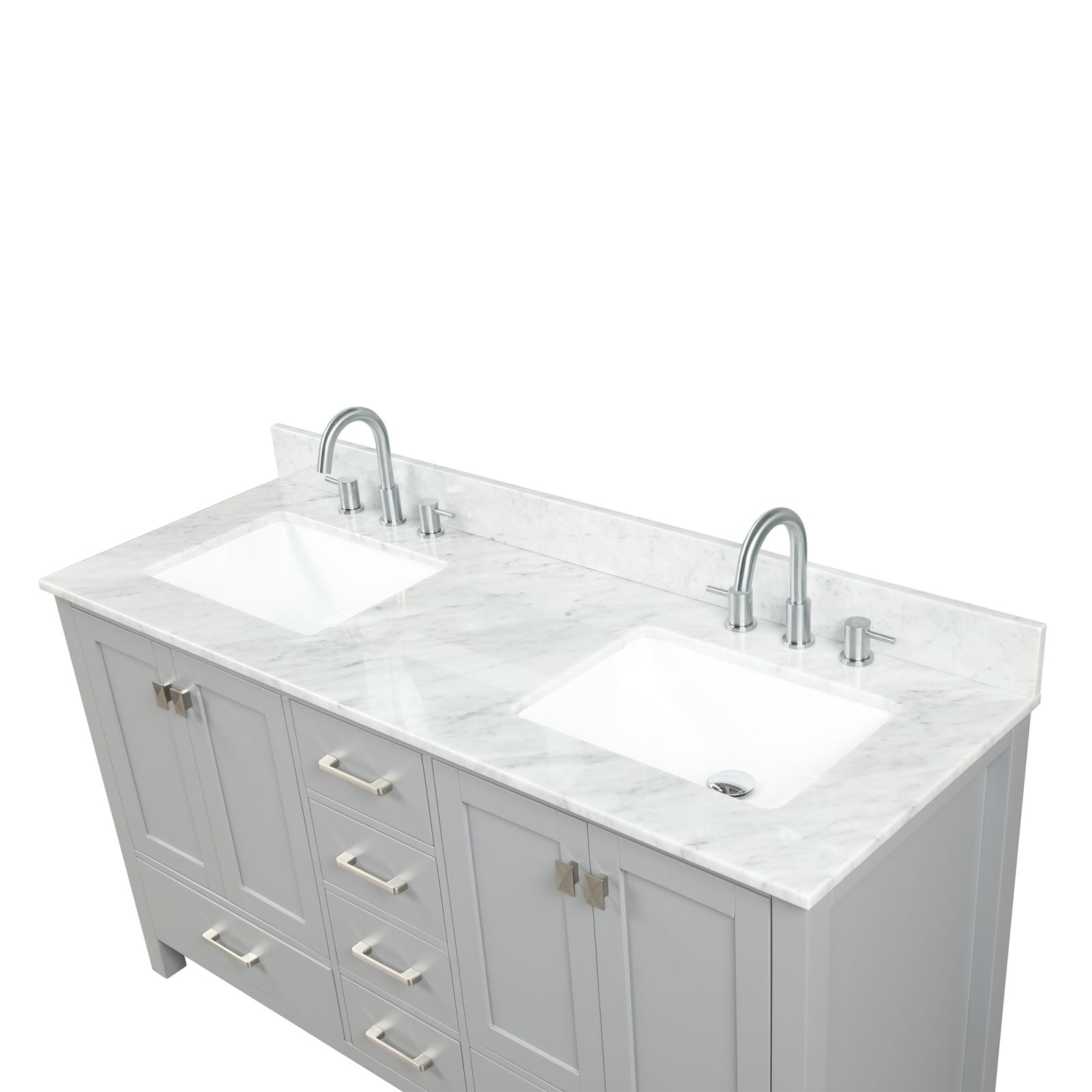 Bathroom Freestanding 60" Double Sink Vanity with Marble Countertop