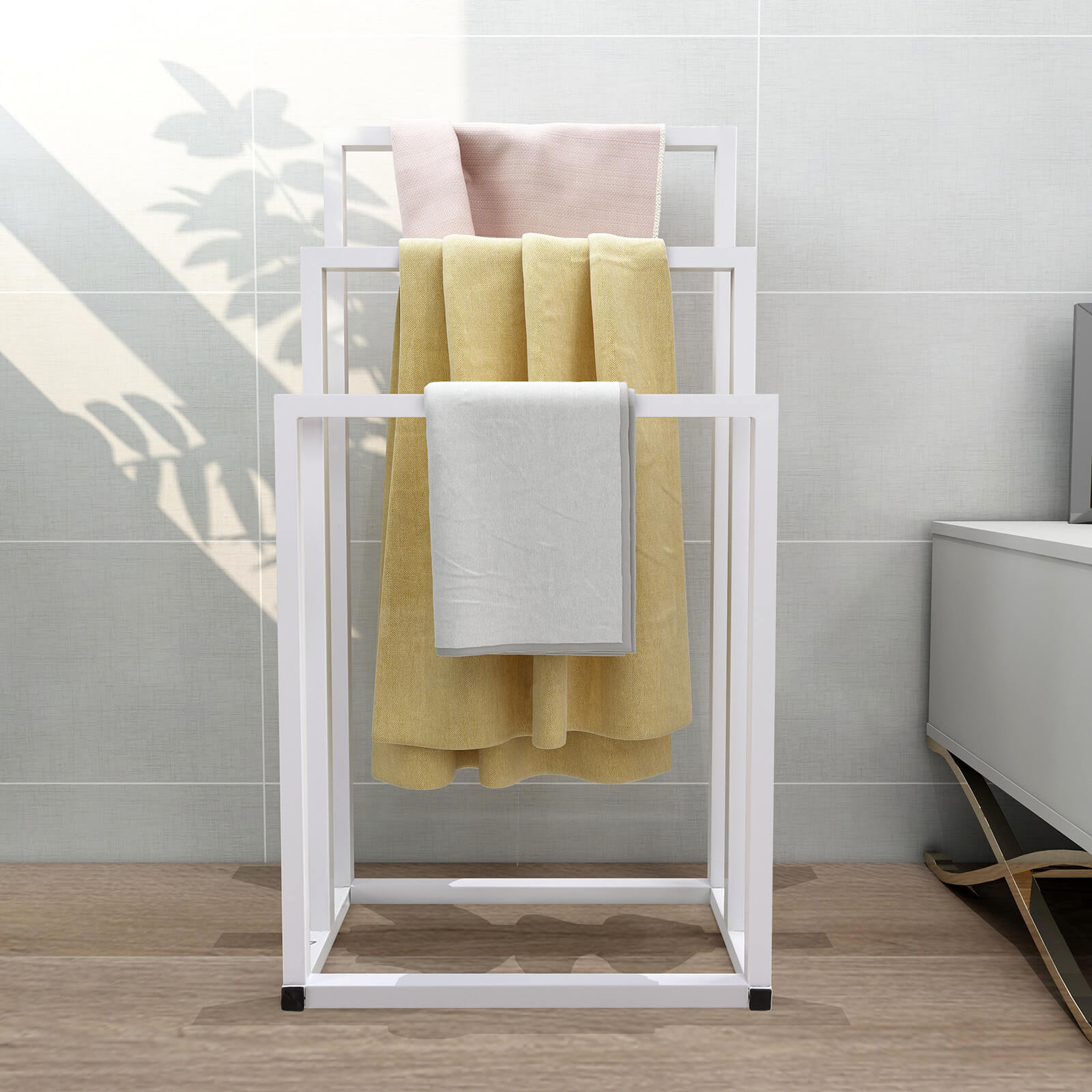 Bathroom 3 Tier Stainless Steel Freestanding Towel Rack Stand for Bath Floor Hand Towel