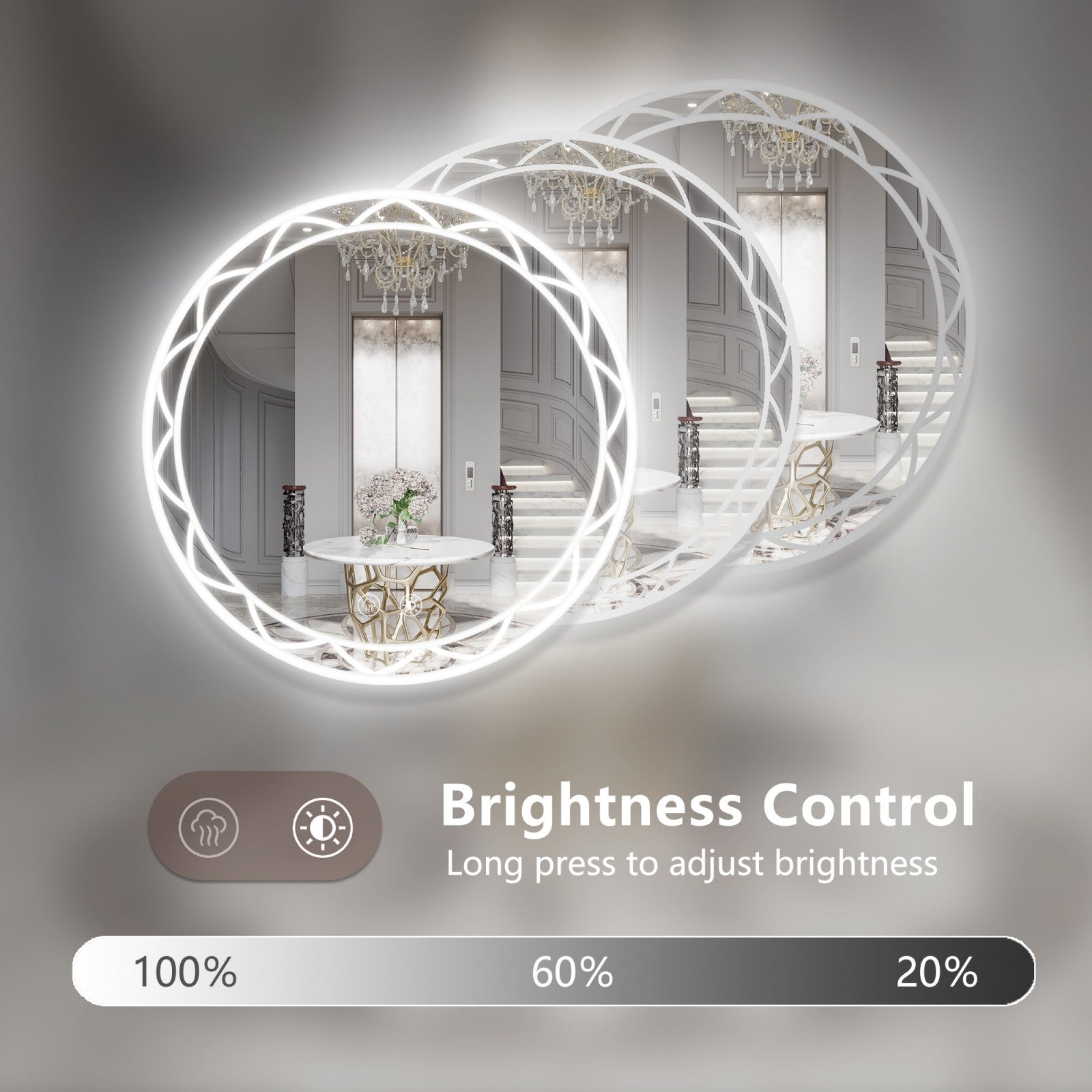 Bathroom Mirror with LED and Anti-Fog Features