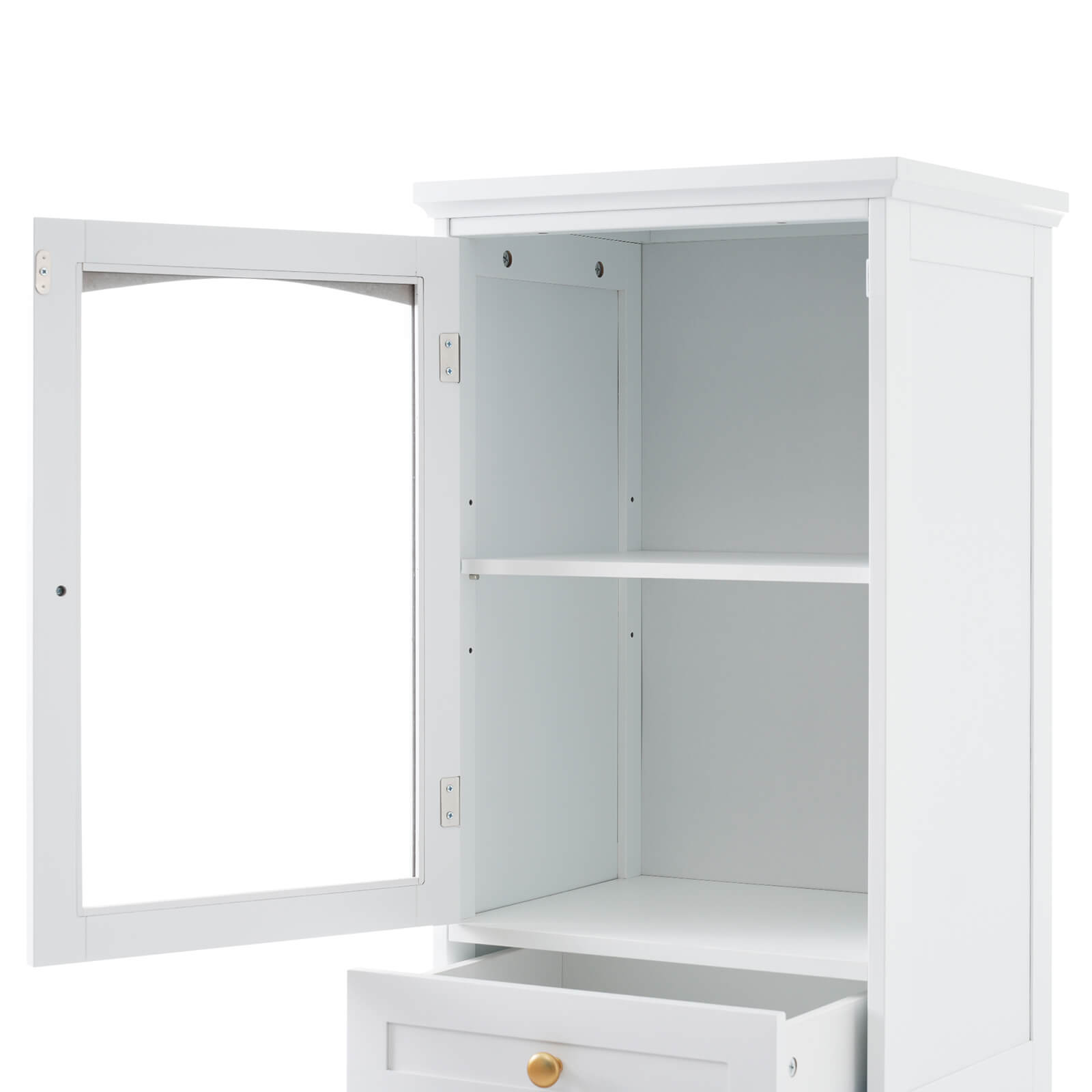 Bathroom storage unit with two drawers and two enclosed doors