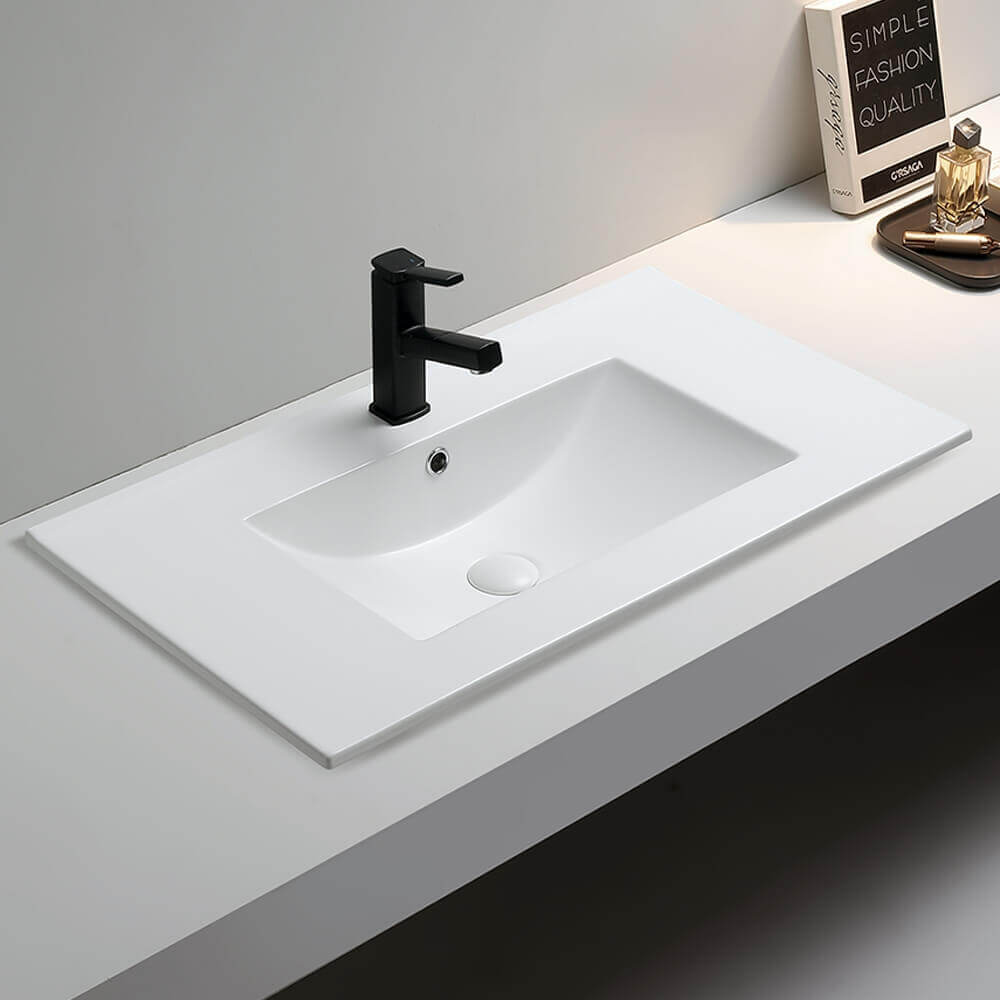 Bathroom vanity tops made of ceramic materials