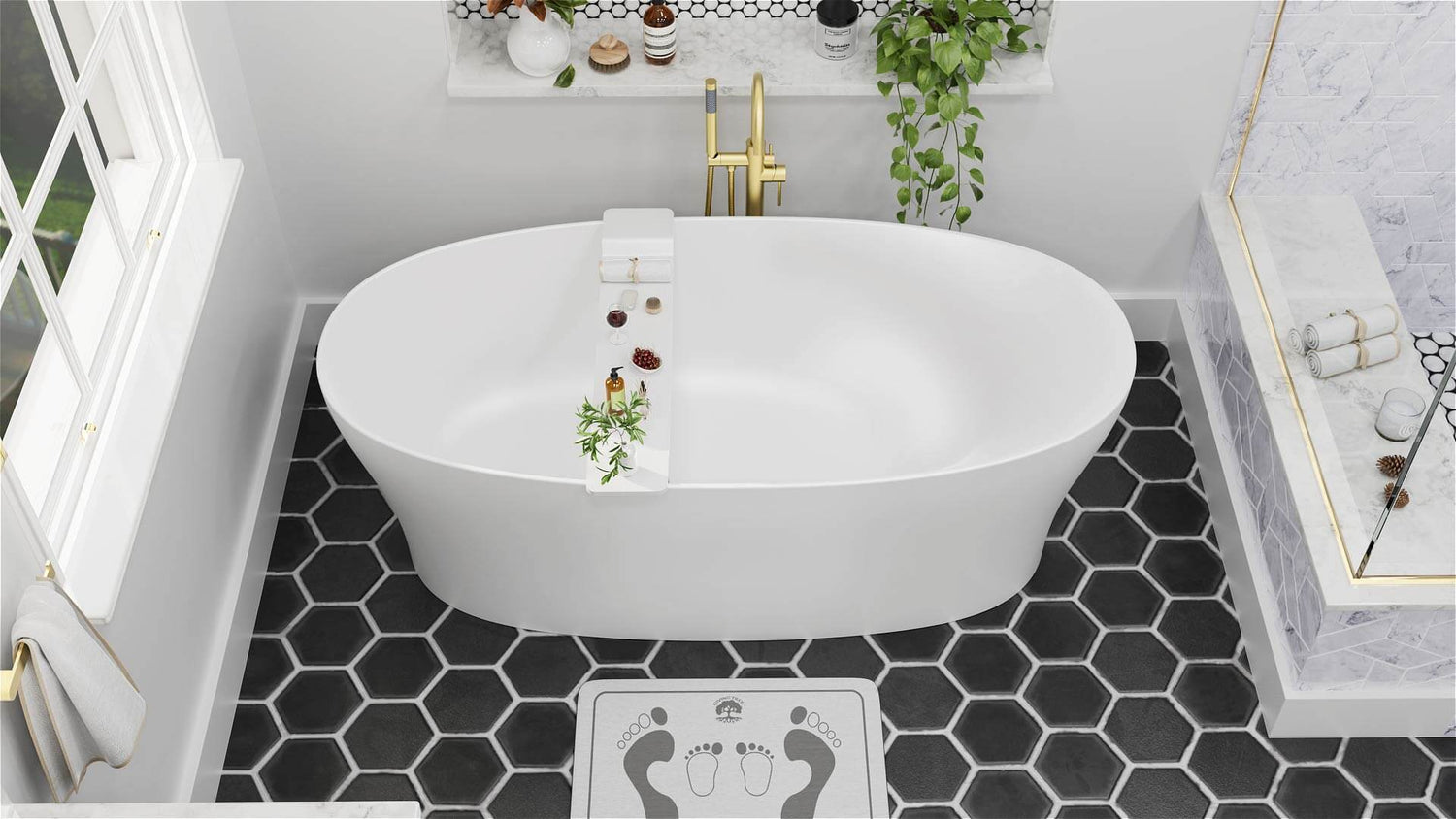 Best ergonomic bathtub with backrest in bathroom scene