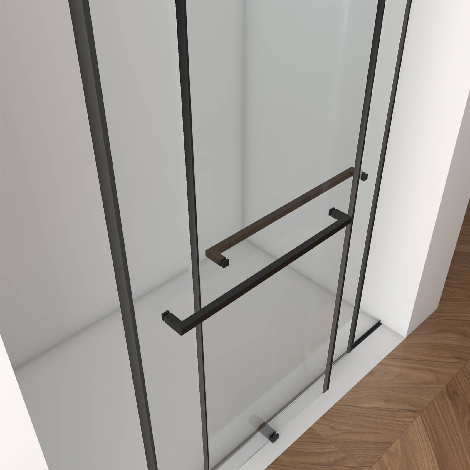 Black stainless steel shower door handle_ smudge resistant