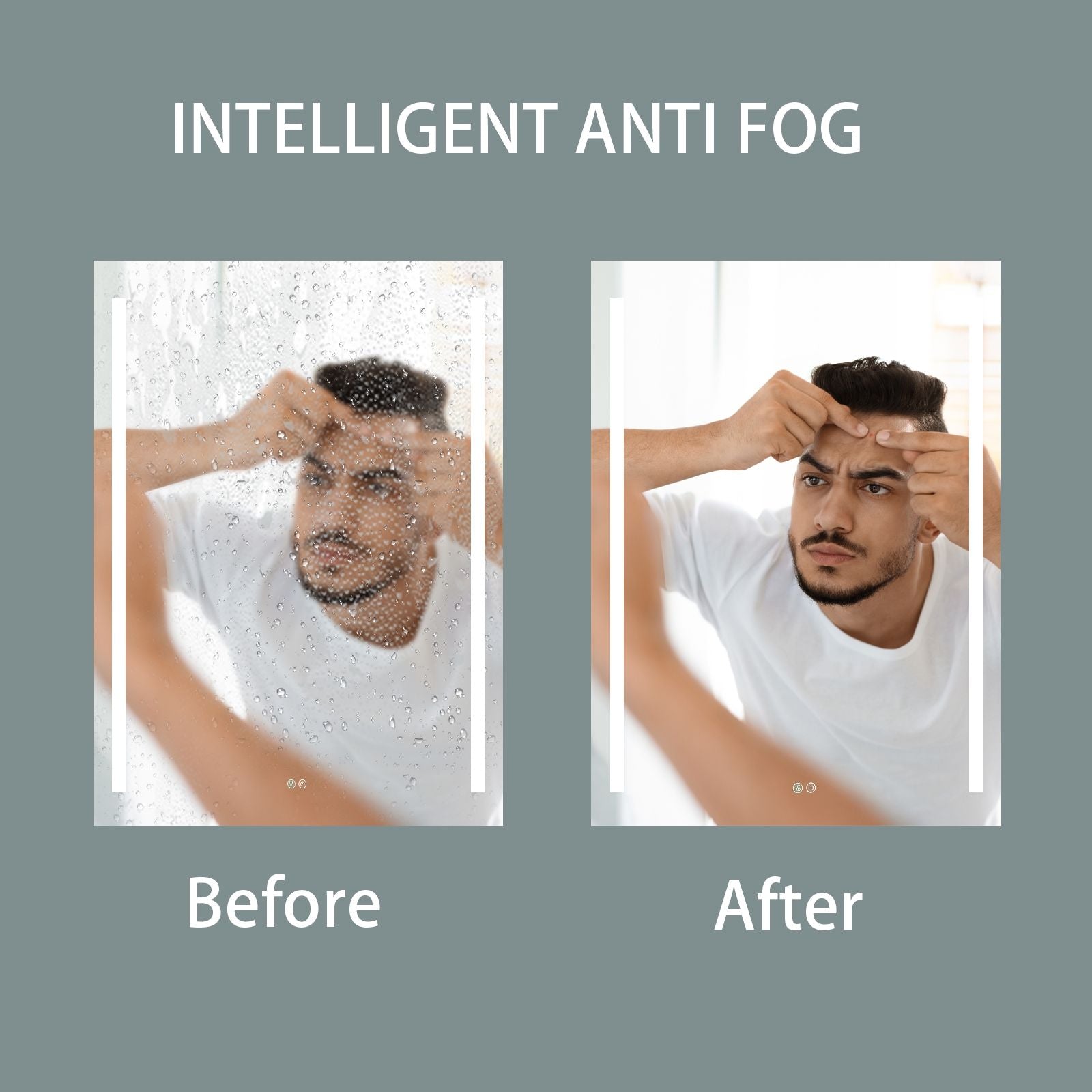 Black 50"x30" Defogging Mirror Cabinet