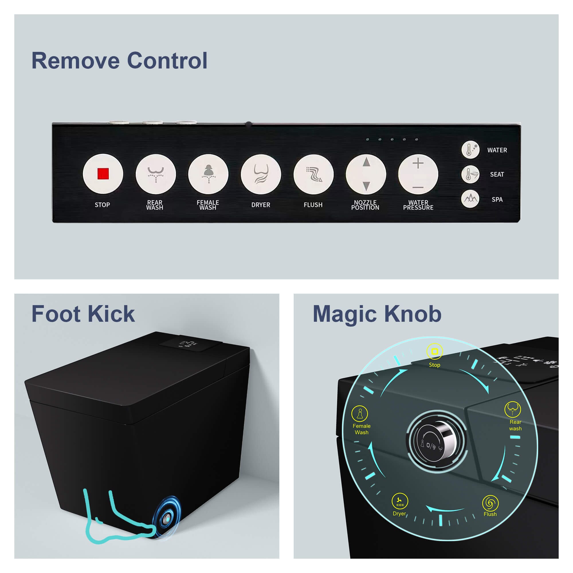 Giving Tree Smart Square One-Piece Floor Toilet with Remote Control and Automatic Cover