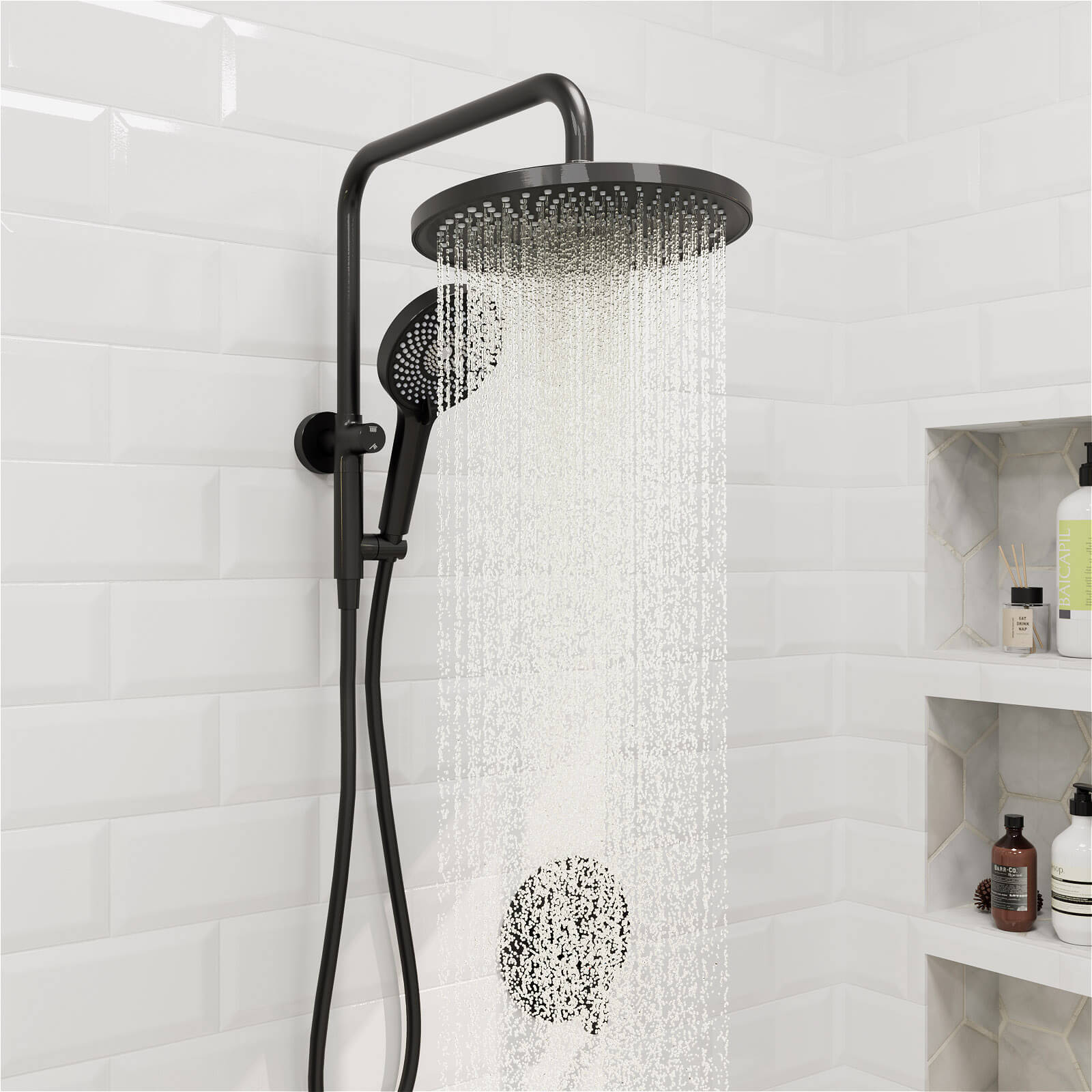 10“ Round Wall Mounted Shower System with 2-in-1 Rough-in Valve Included 3-Spray Handheld