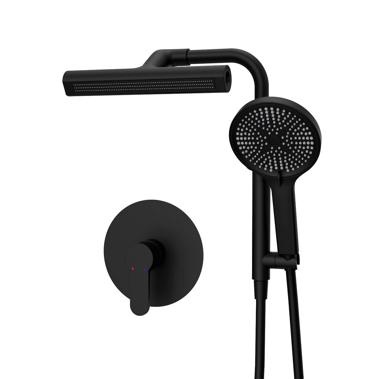 8" Wall Bar Shower Kit with 360° Rotate 3-Spray Cylindrical Shower Head And 6-Spray Handheld