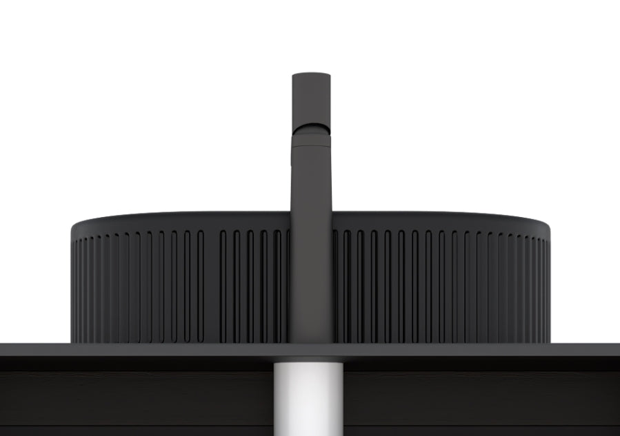 Black oval striped ceramic vessel bathroom sink with textured exterior, above-counter design, and durable ceramic construction