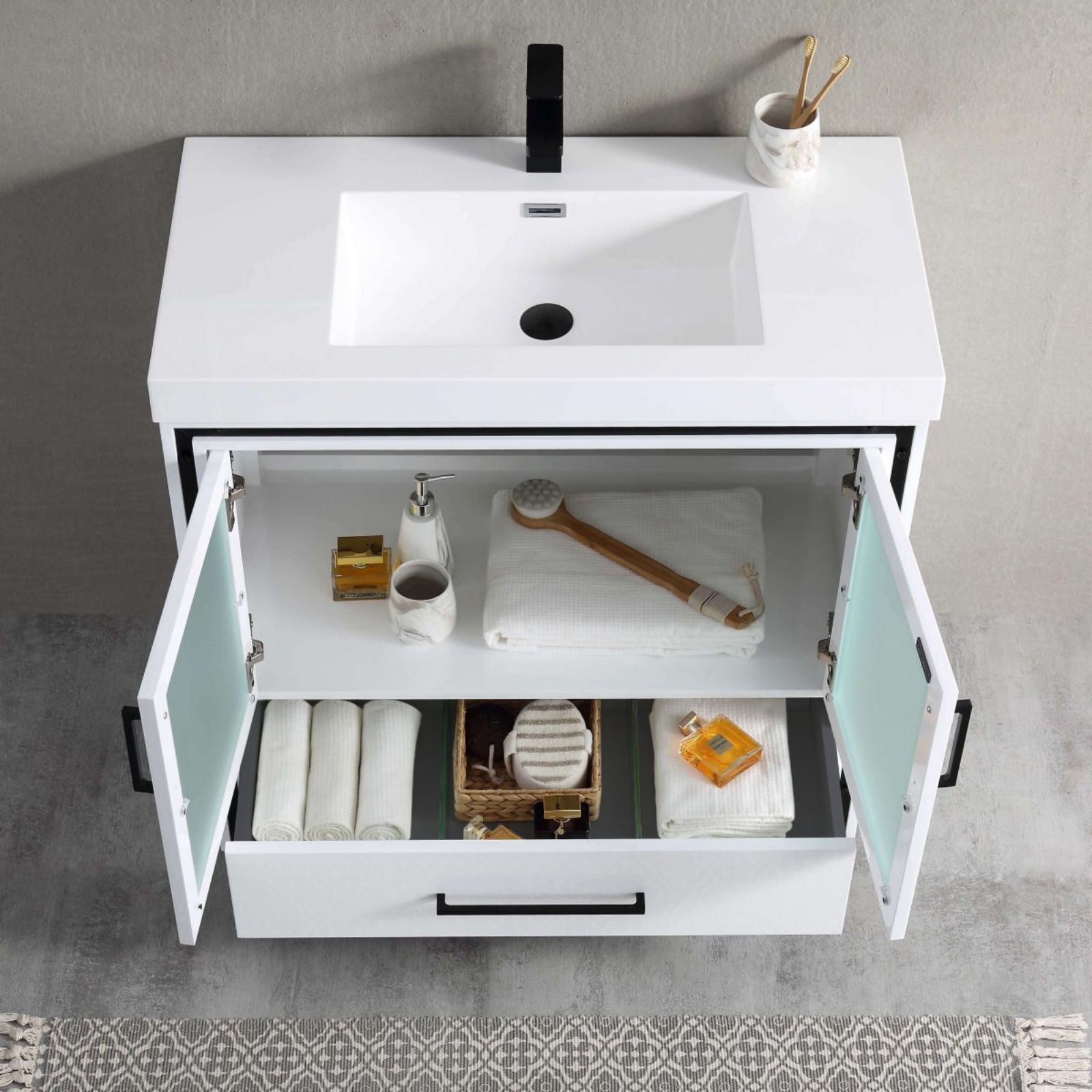 Blossom 36" Vanity Base 2 Doors 1 Drawer White