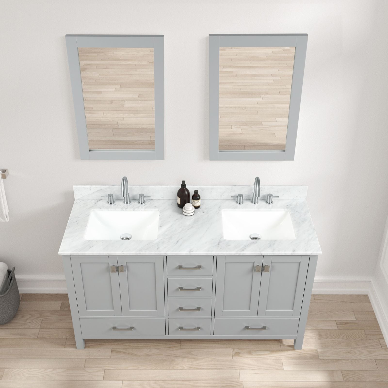 Blossom 60" Double Sink Vanity with Marble Countertop