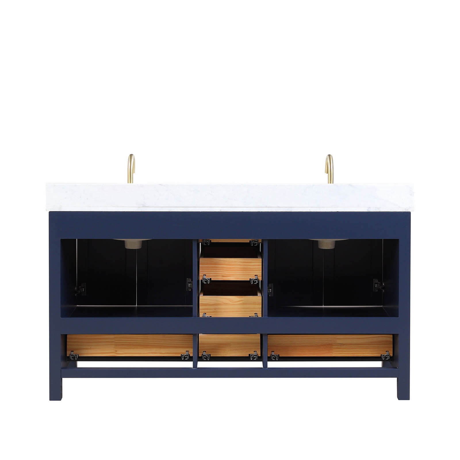 Blossom 60" Freestanding Double Sink Vanity with Drawers and Carrara Marble Countertop