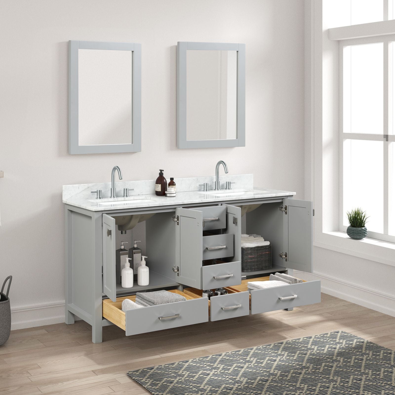 Blossom 60" Freestanding Double Sink Vanity with Drawers