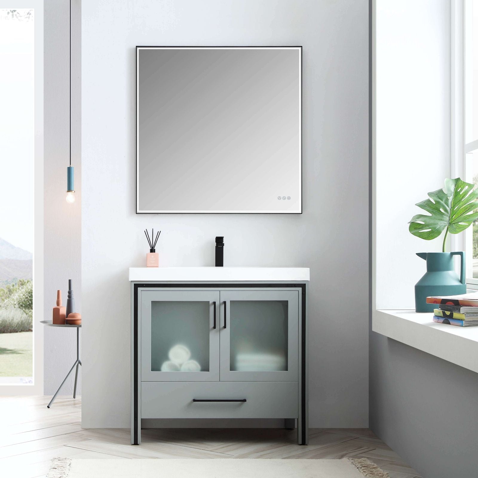 Blossom Birmingham 36" Freestanding Vanity Base 2 Doors 1 Drawer Gray