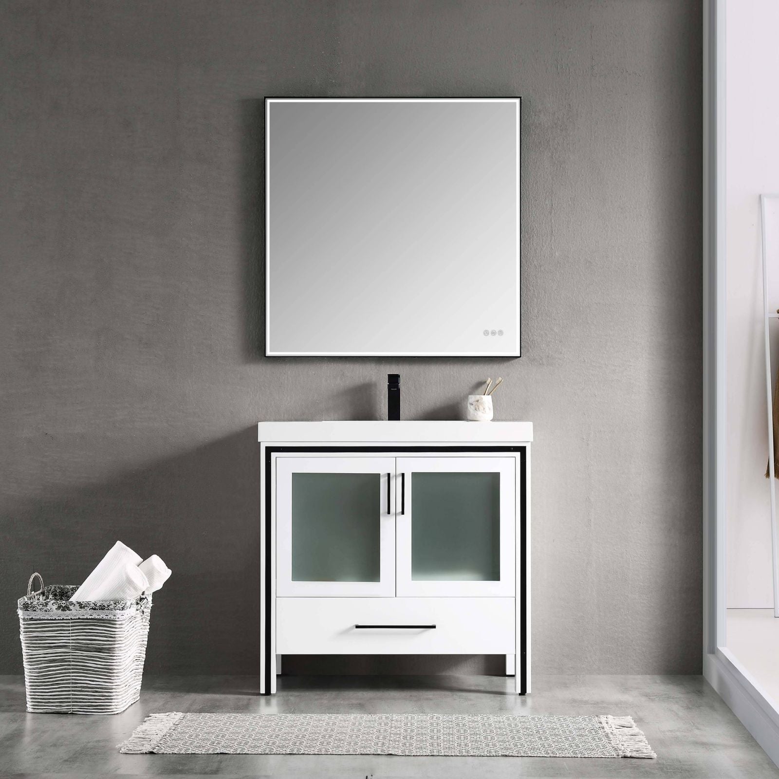 Blossom Birmingham 36" Freestanding Vanity Base 2 Doors 1 Drawer White