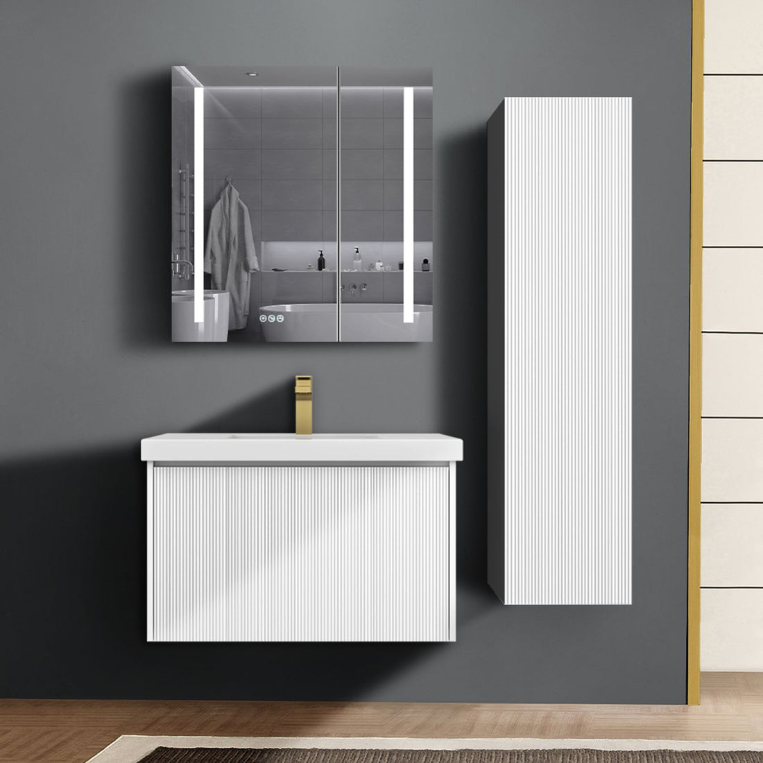 Blossom Positano 48" Wall-Mounted Side Cabinet 1 Door 3 Shelves