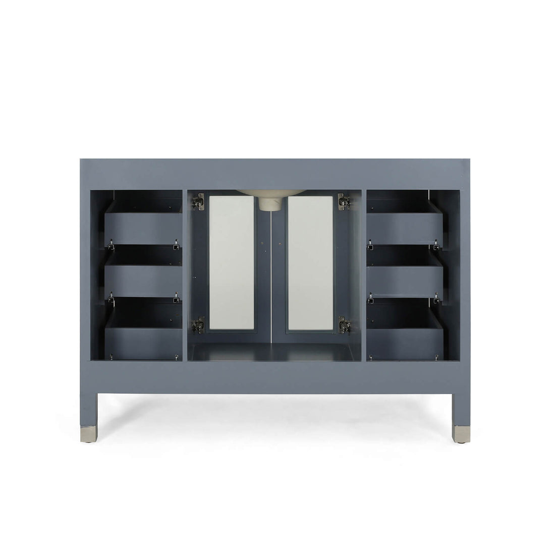 Blue-gray acacia wood bathroom vanity base 48 inches without top or sink