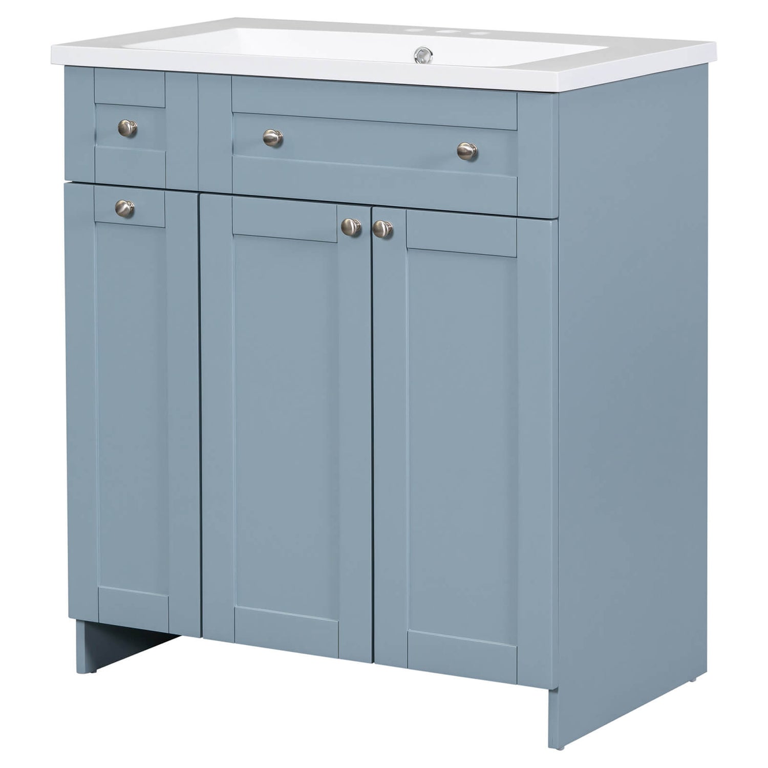 Blue-gray vanity with durable MDF construction for long-lasting use