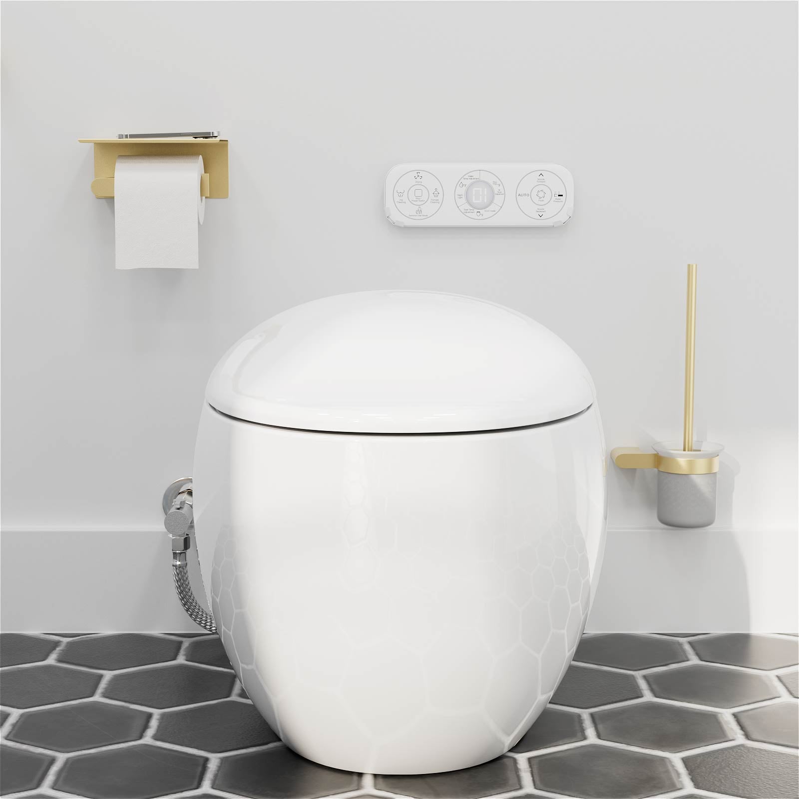 Brushed Gold Toilet Brush and Toilet Paper Holder Set