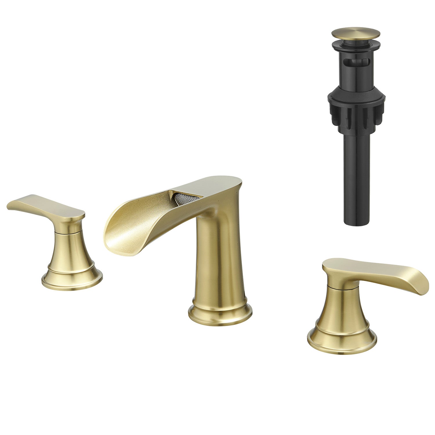 Brushed Gold 8 Inch Bathroom Faucet With 2 Handle and pop up drain