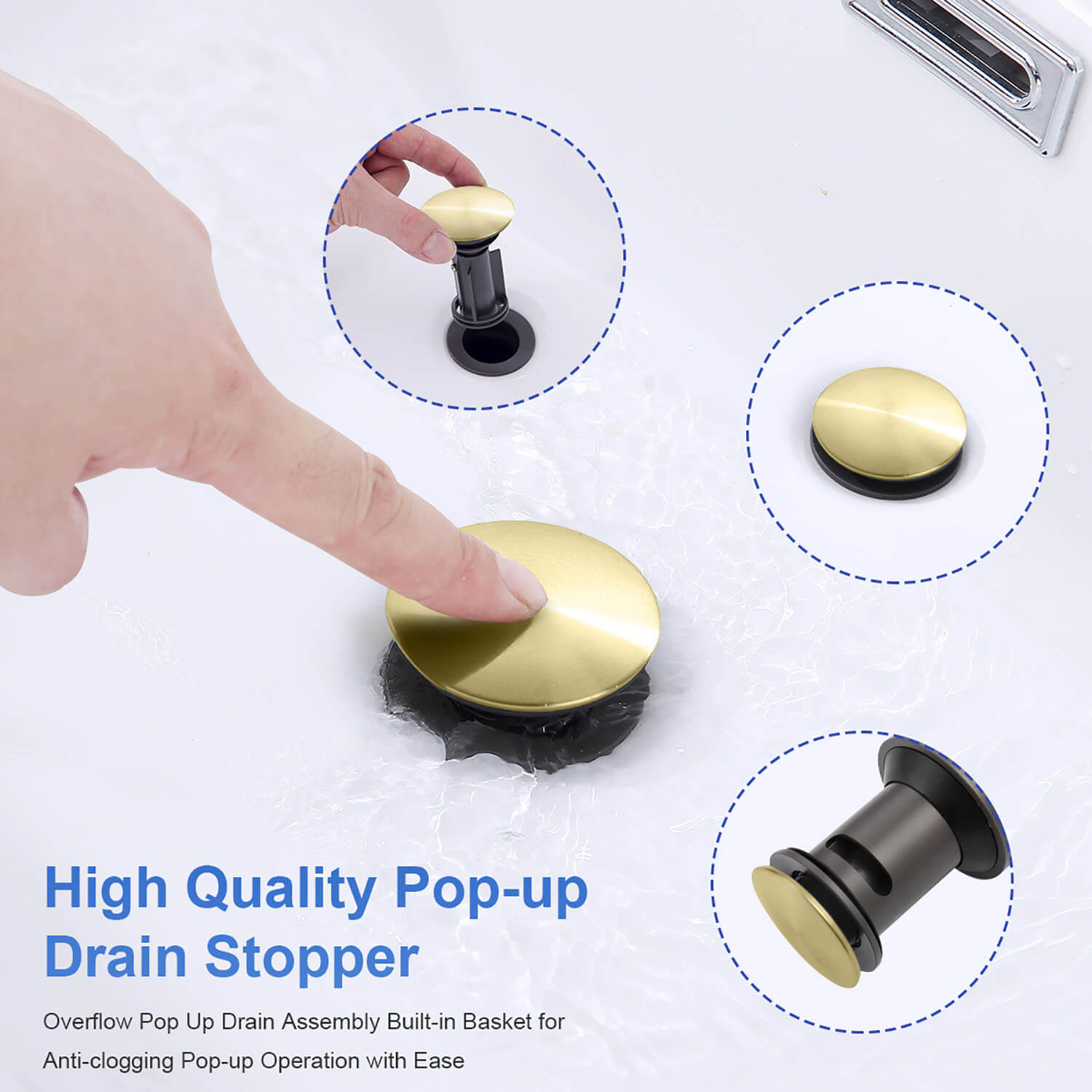 Brushed Gold pop-up drain stopper
