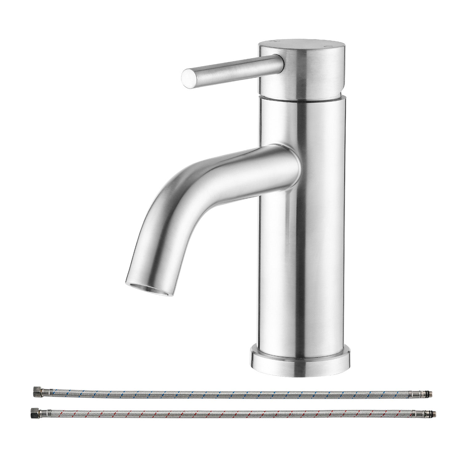 Brushed Nickel Single Handle Bathroom Faucet and accessories