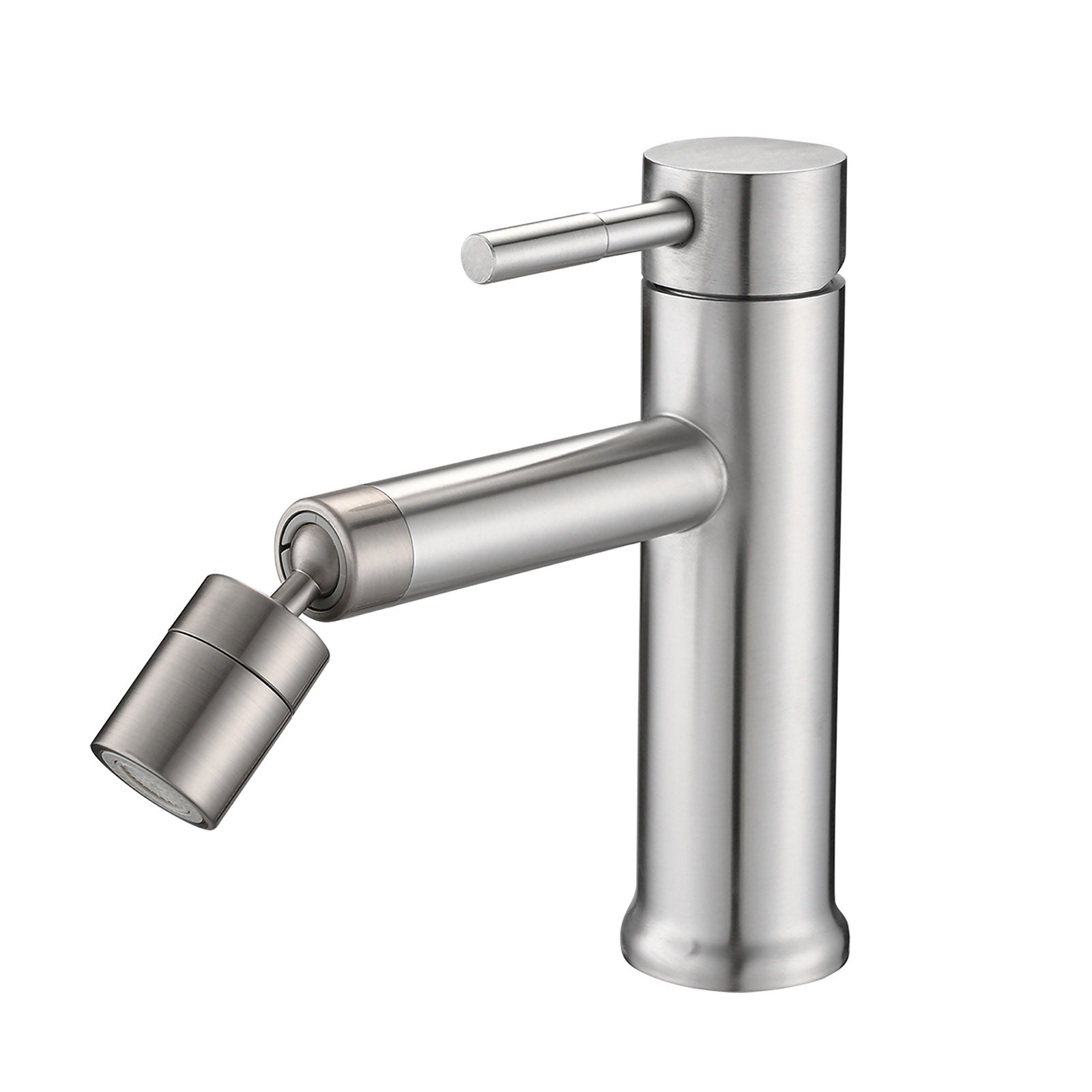 Brushed Nickel Single Hole Sink Faucet with 360° Rotating Aerator