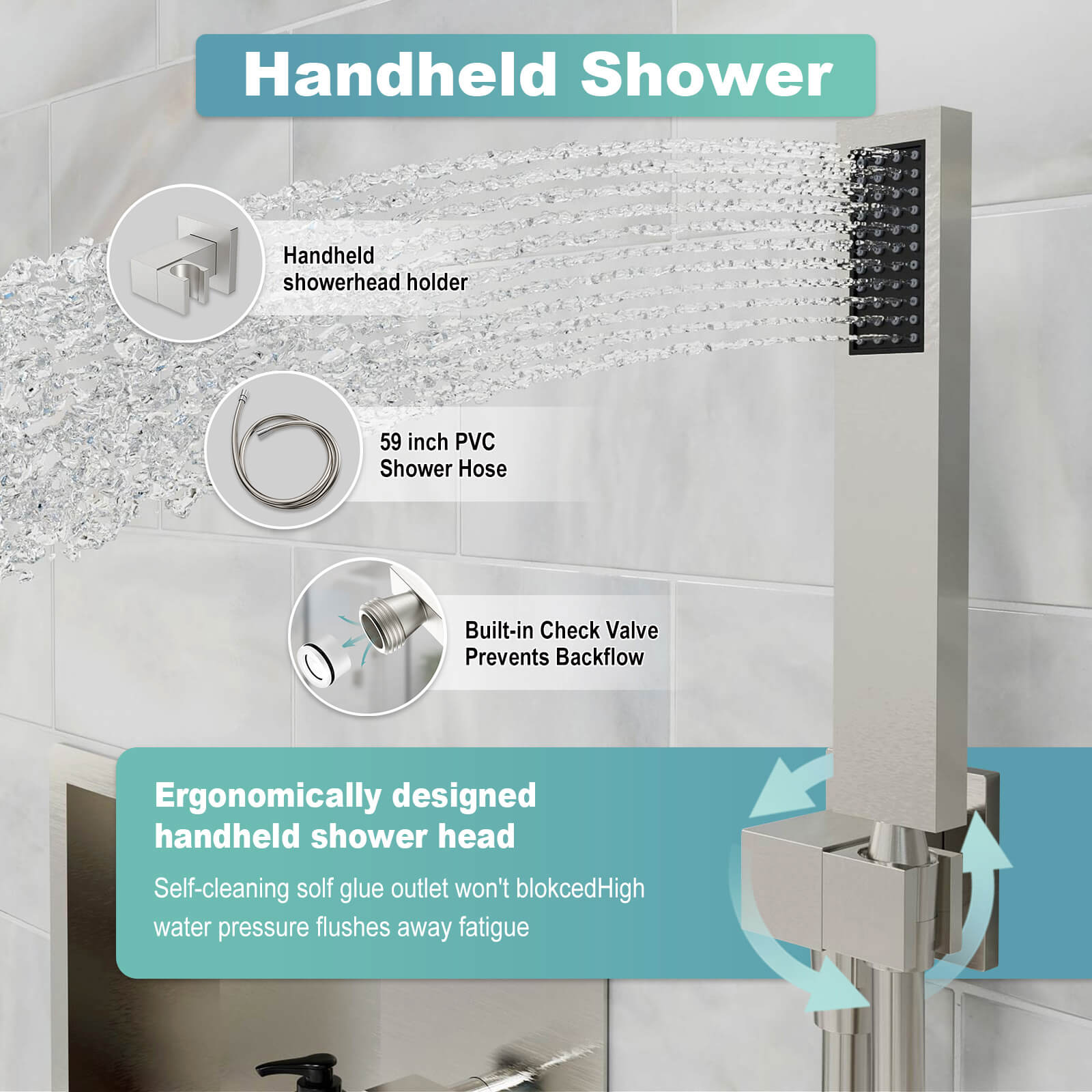 12" Rain Head Shower System with Shower Niche and Handheld, Wall Mount