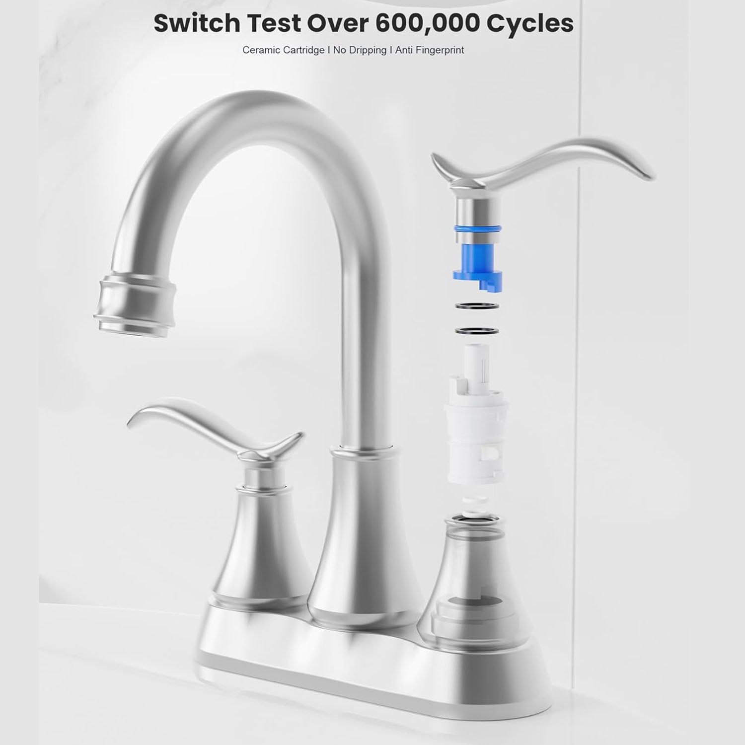 Brushed nickel Bathroom Vanity Sink Faucet with ceramic cartridge