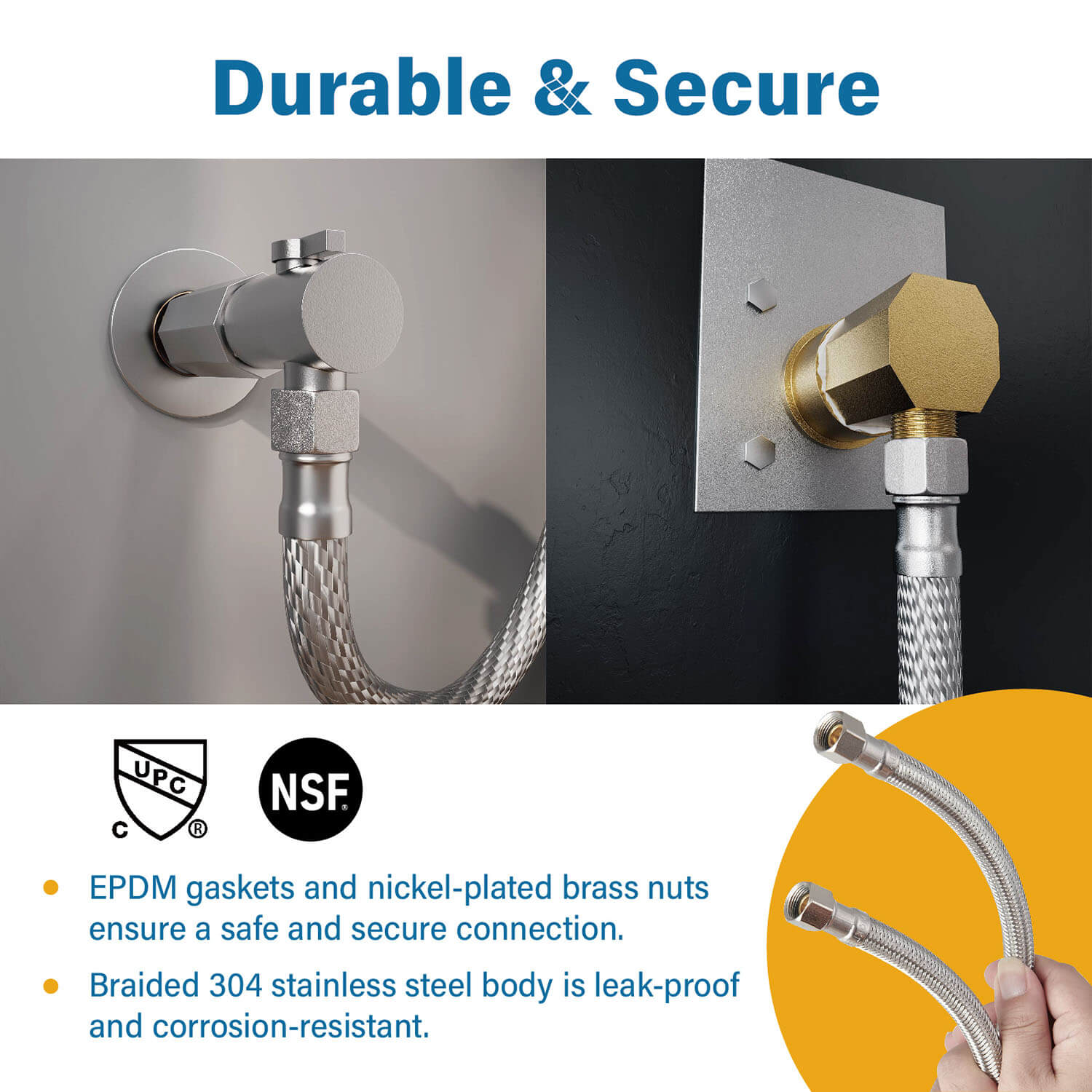 CUPC Certified 6FT Dishwasher Inlet Hose