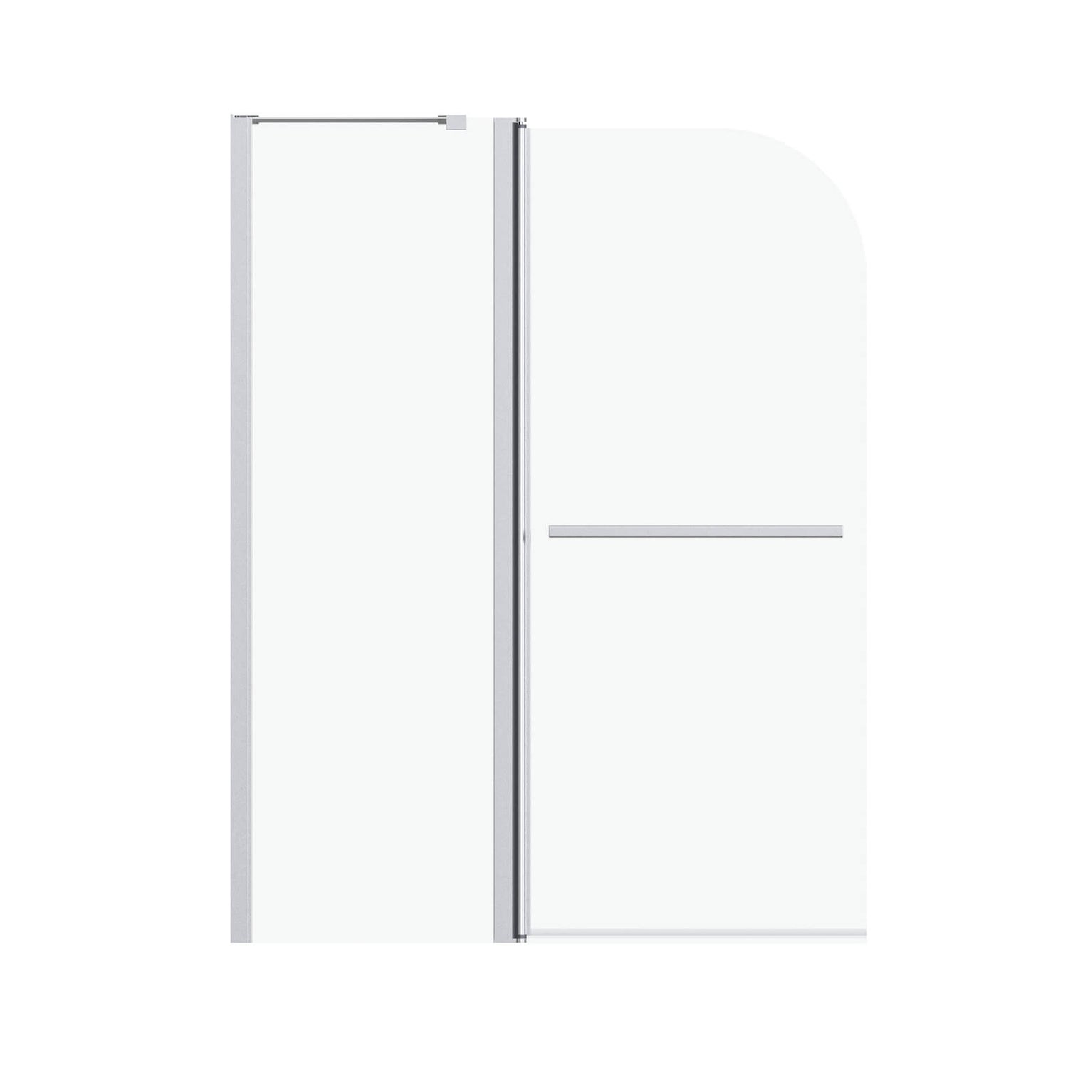 Chrome pivot bathtub shower door with clear tempered glass