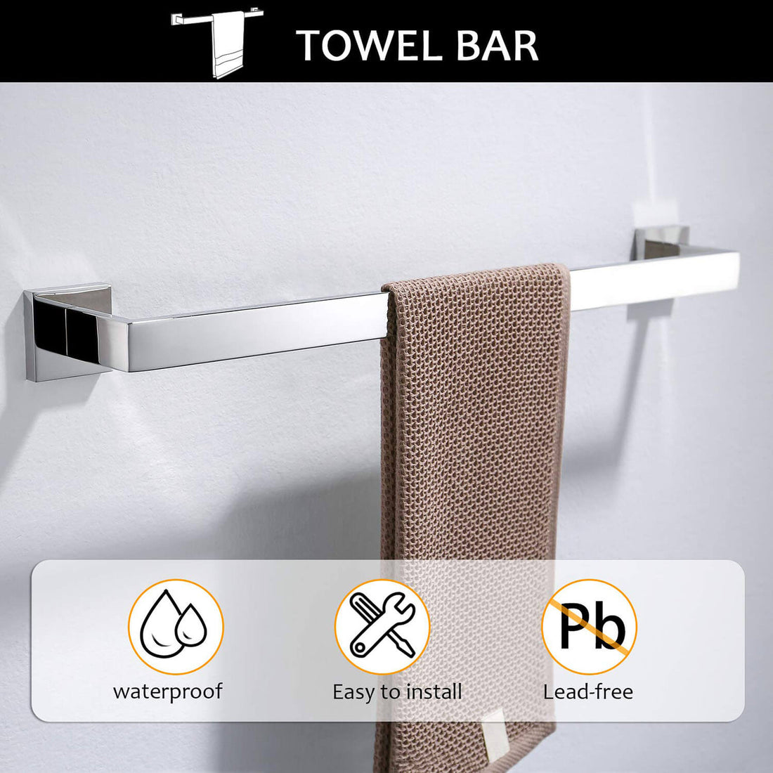 Chrome Stainless Steel Bathroom Hardware towel bar