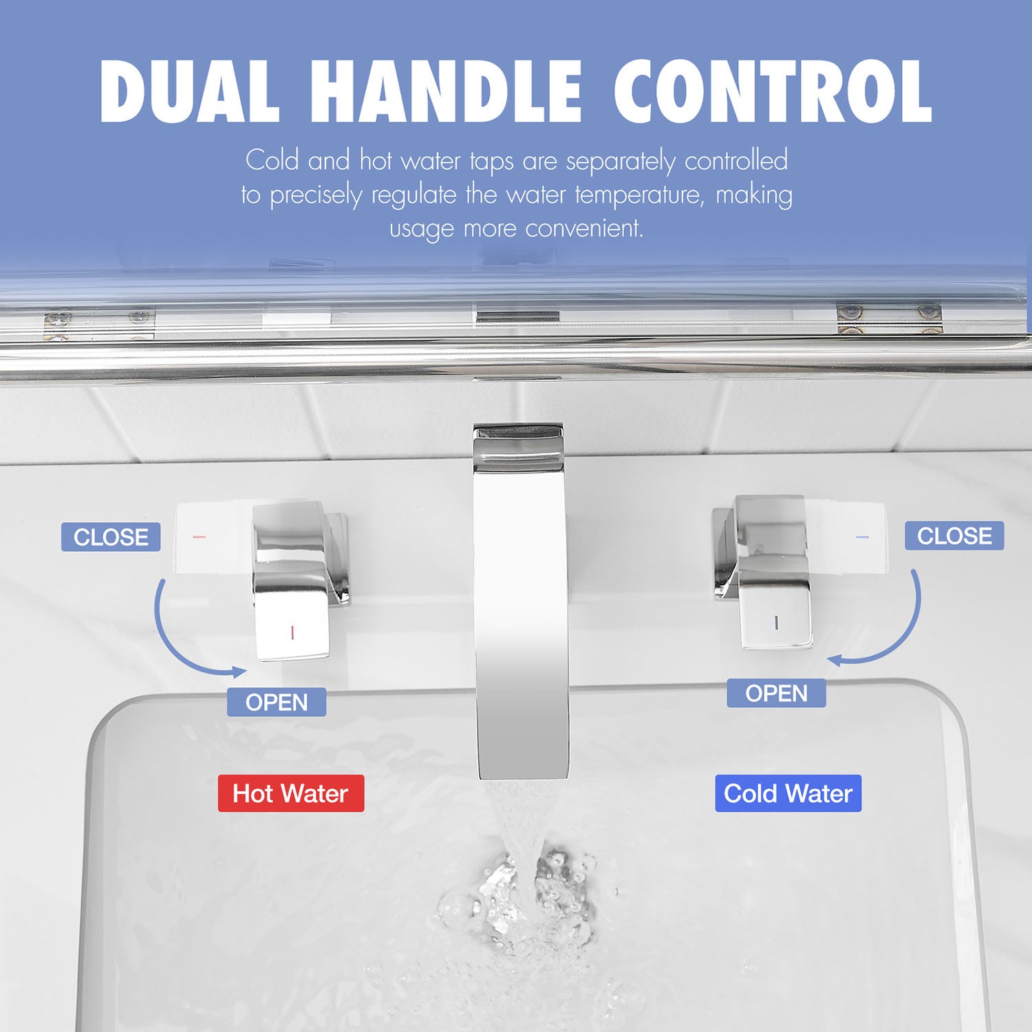 Chrome dual handle Widespread Bathroom Faucet