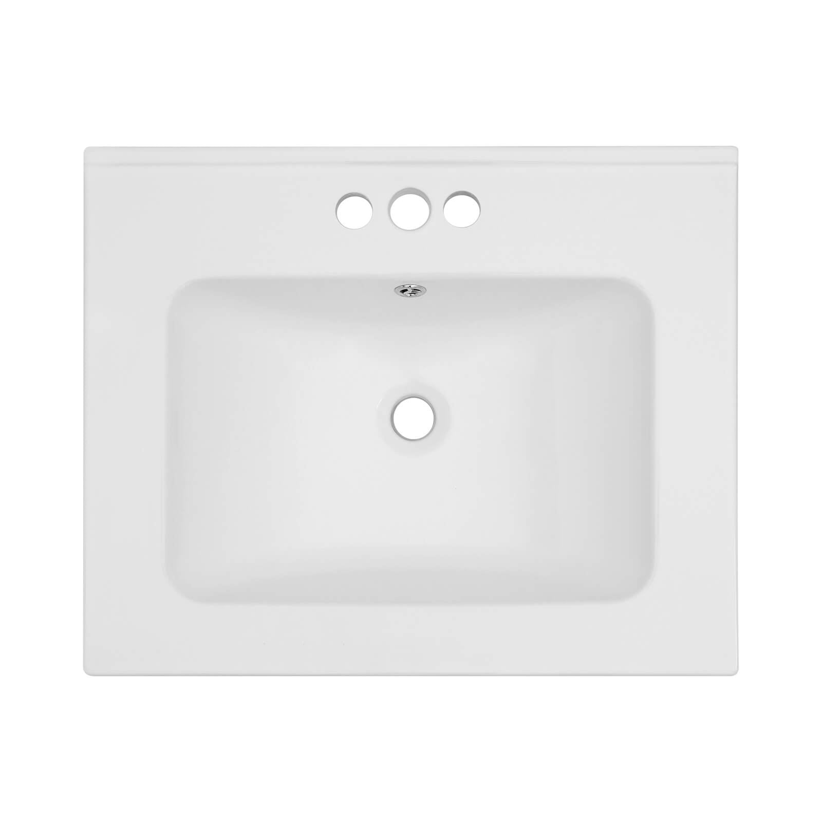 Classic rectangular ceramic sink with pre drilled widespread holes